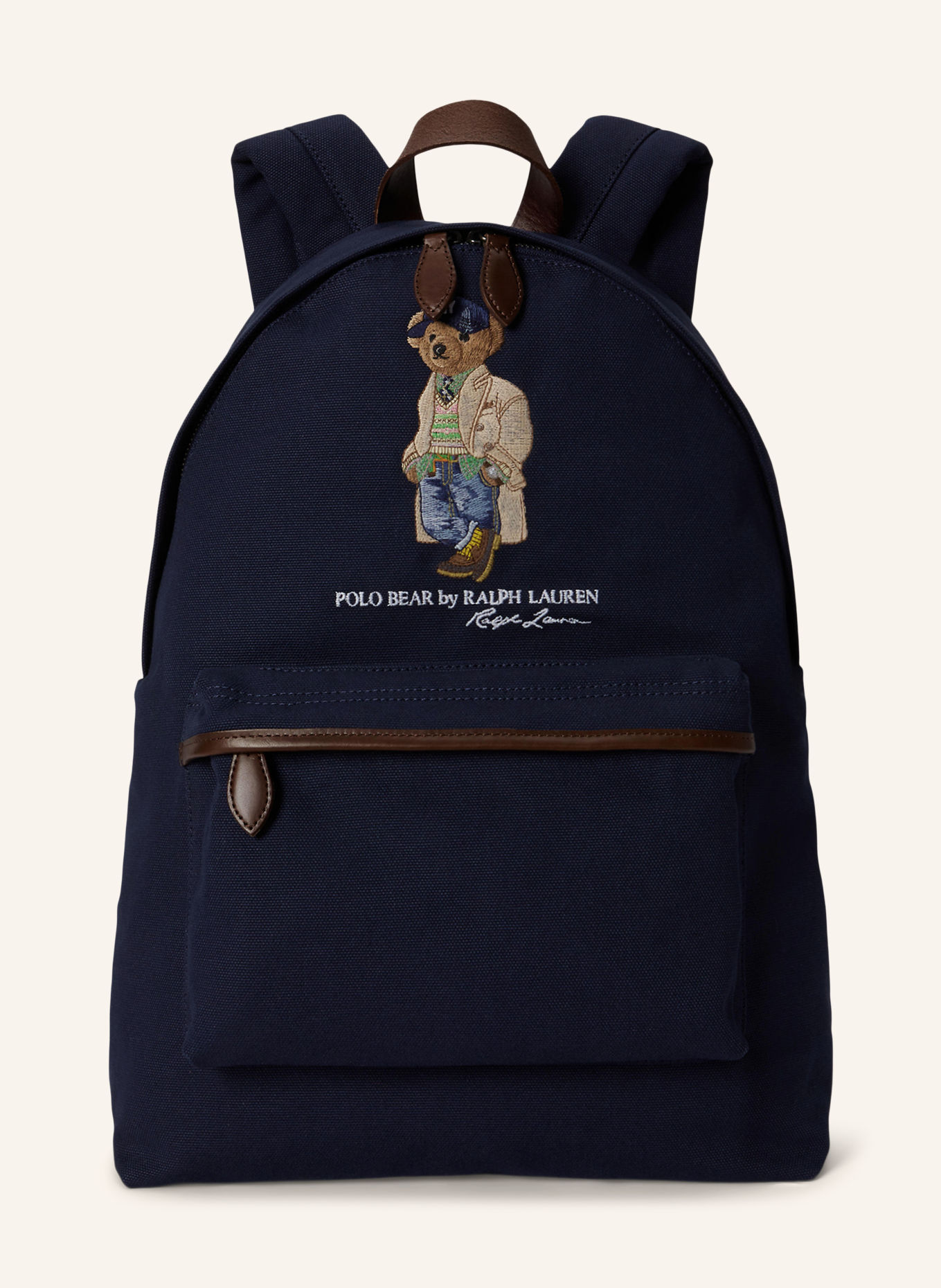 POLO RALPH LAUREN Backpack with laptop compartment: DARK BLUE / DARK BROWN