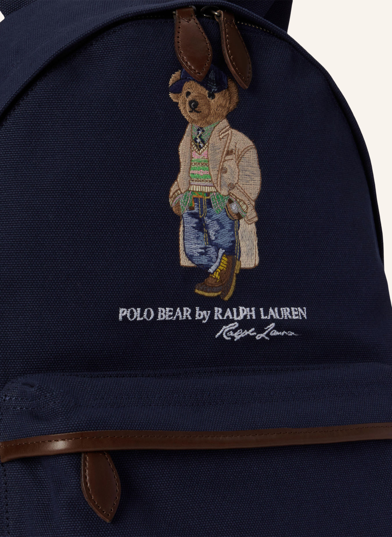 POLO RALPH LAUREN Backpack with laptop compartment: DARK BLUE / DARK BROWN