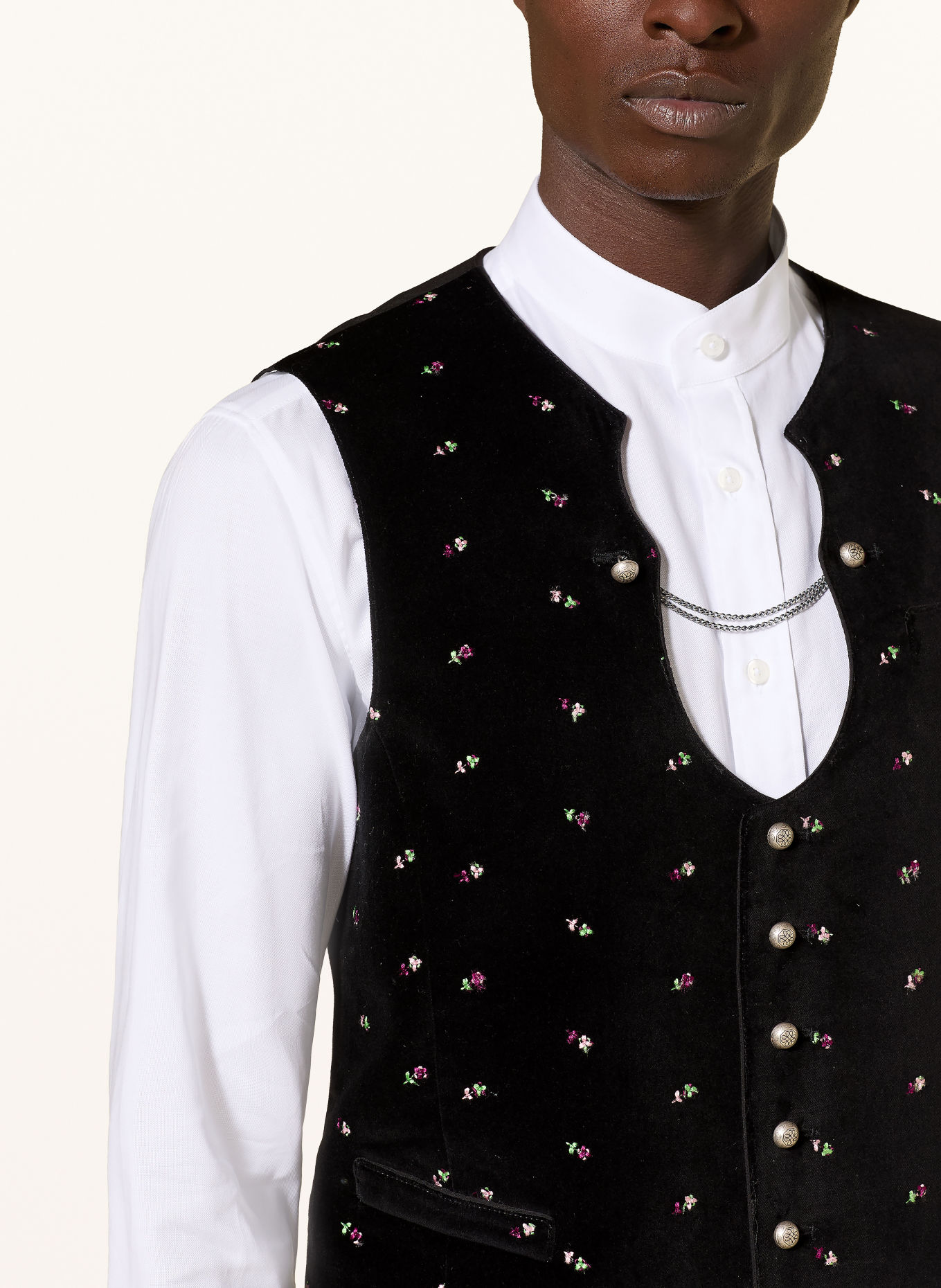 Heimatglück Tracht Trachtenweste JAKOB: SCHWARZ / ROSA / HELLGRÜN