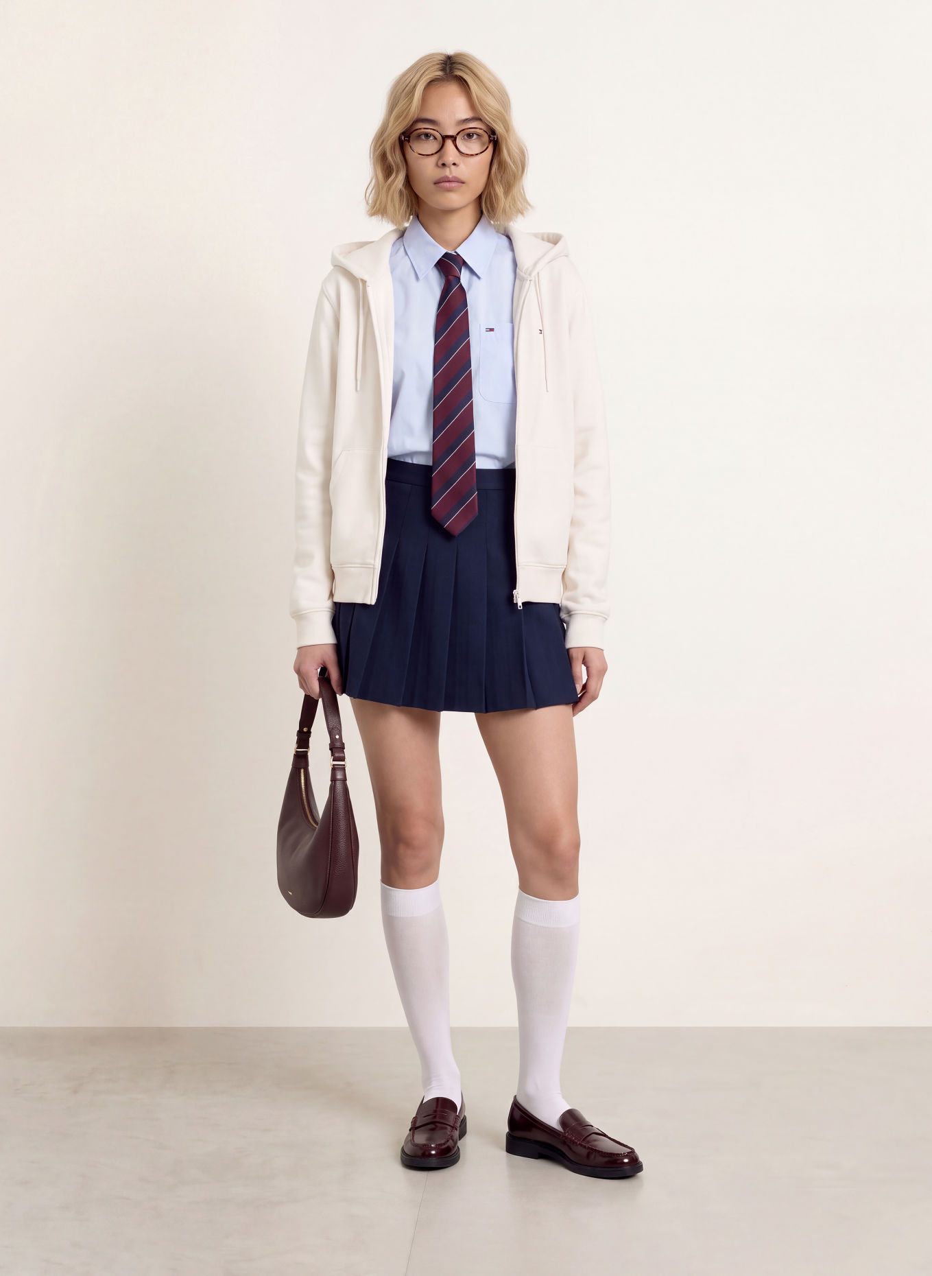 TOMMY JEANS Zip-up sweatshirt: WHITE