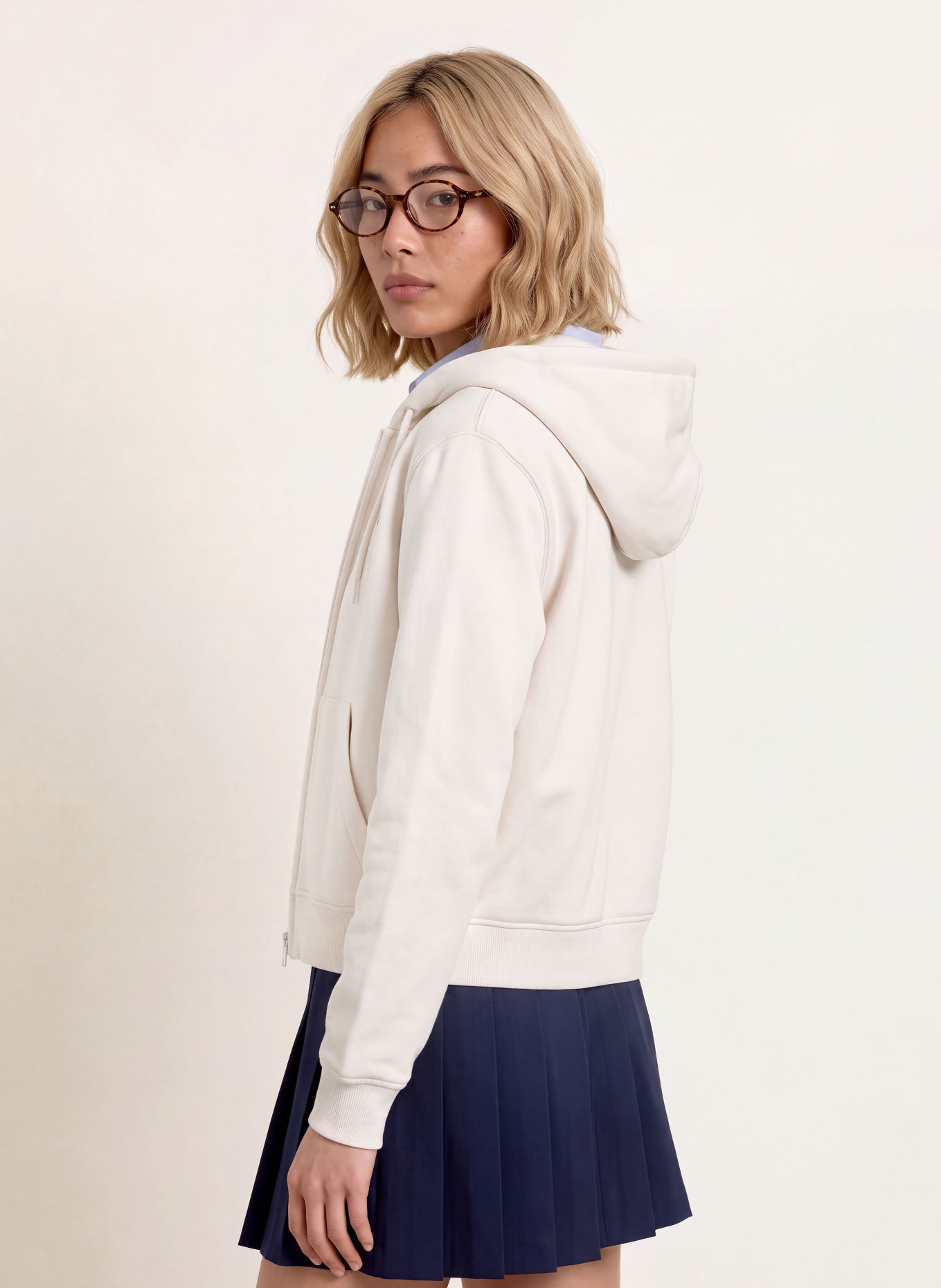 TOMMY JEANS Zip-up sweatshirt: WHITE