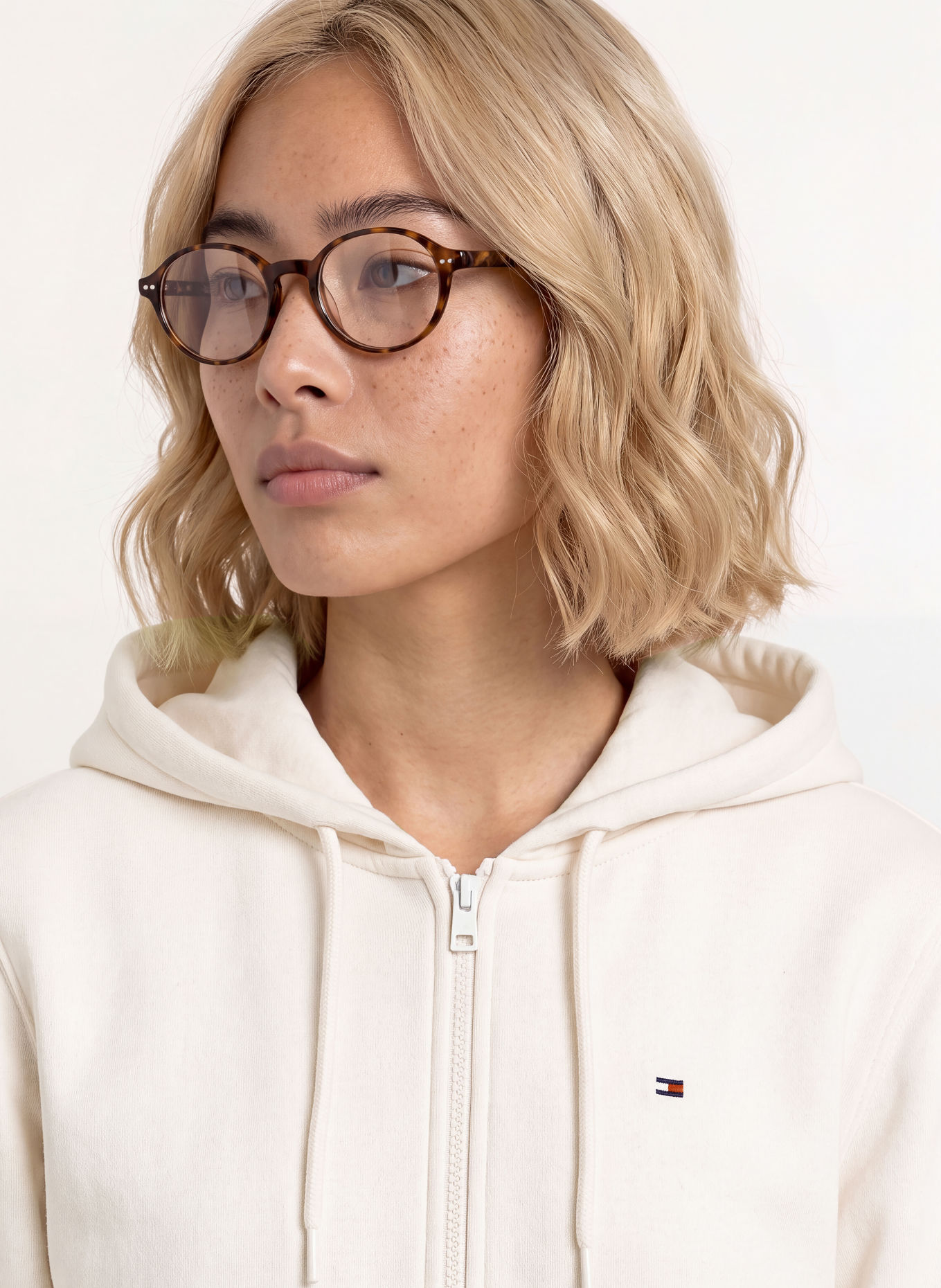 TOMMY JEANS Zip-up sweatshirt: WHITE