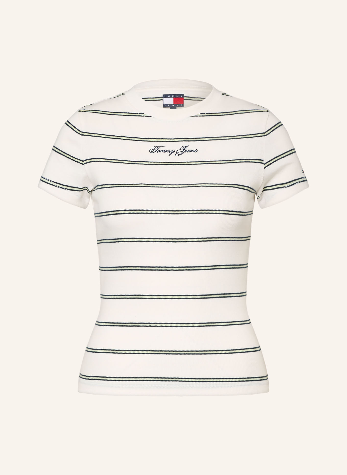 TOMMY JEANS T-shirt: WHITE / LIGHT GREEN / DARK GREEN