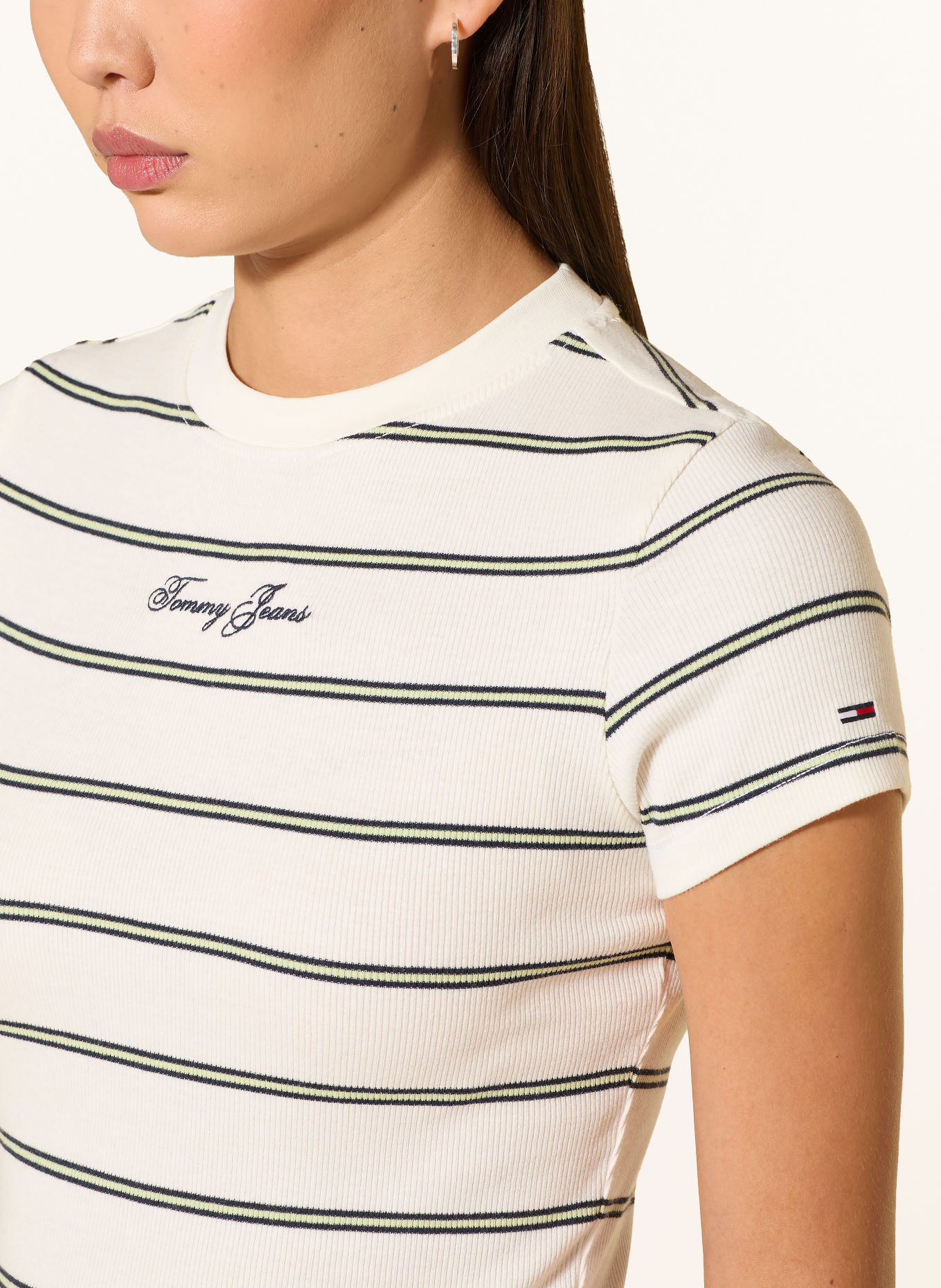 TOMMY JEANS T-shirt: WHITE / LIGHT GREEN / DARK GREEN