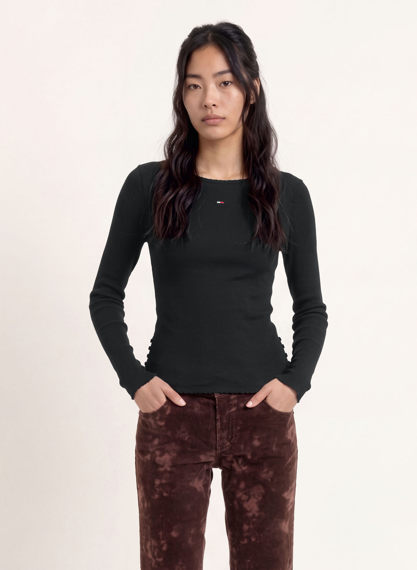 TOMMY JEANS Long-sleeve shirt: BLACK