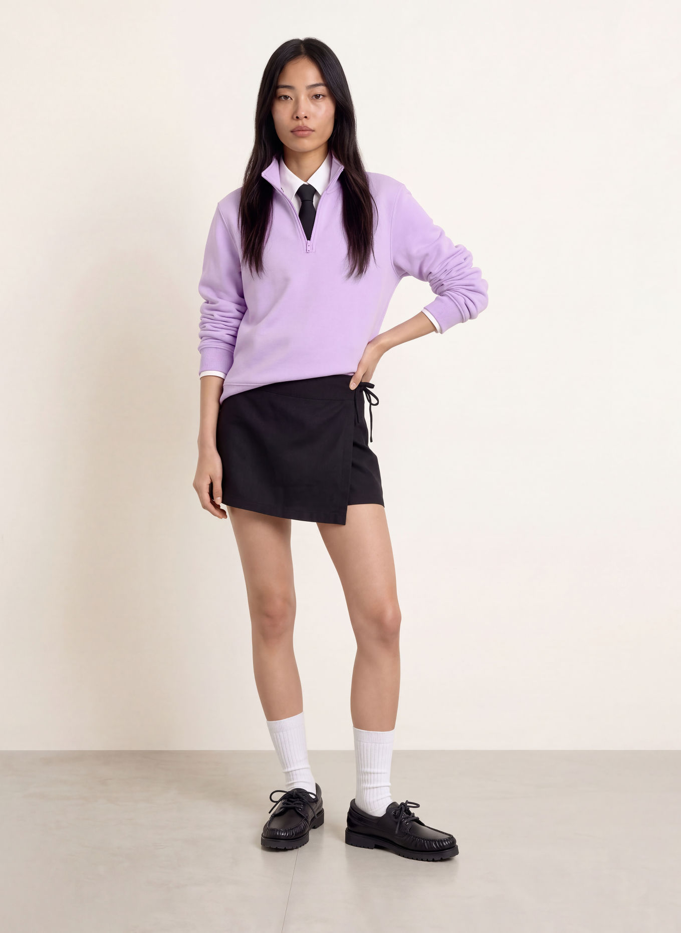 TOMMY JEANS Half-zip sweatshirt: LIGHT PURPLE