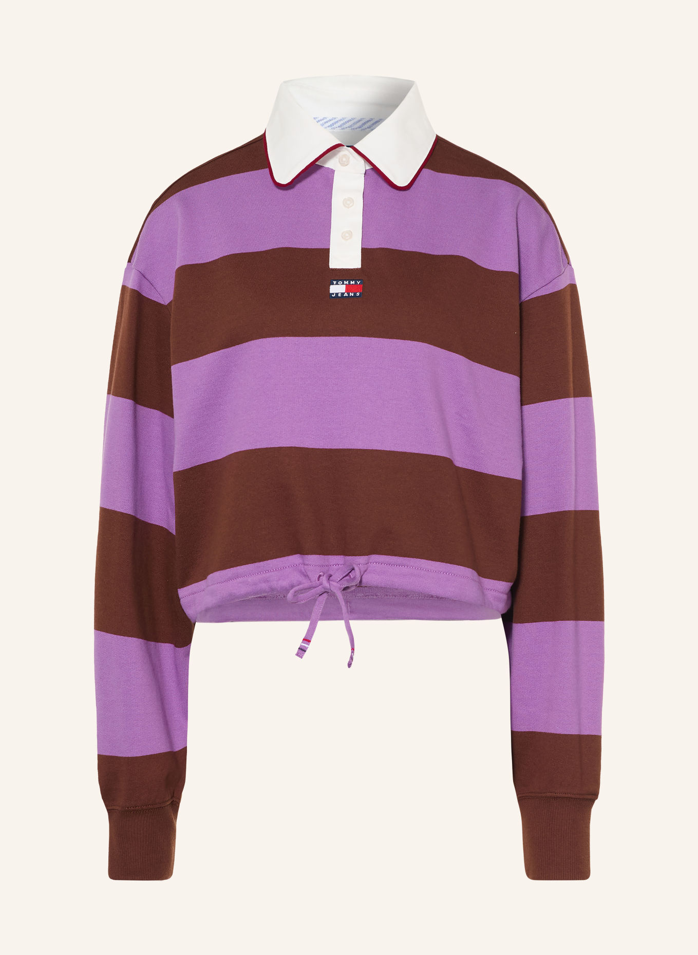 TOMMY JEANS Rugby shirt: PURPLE / BROWN