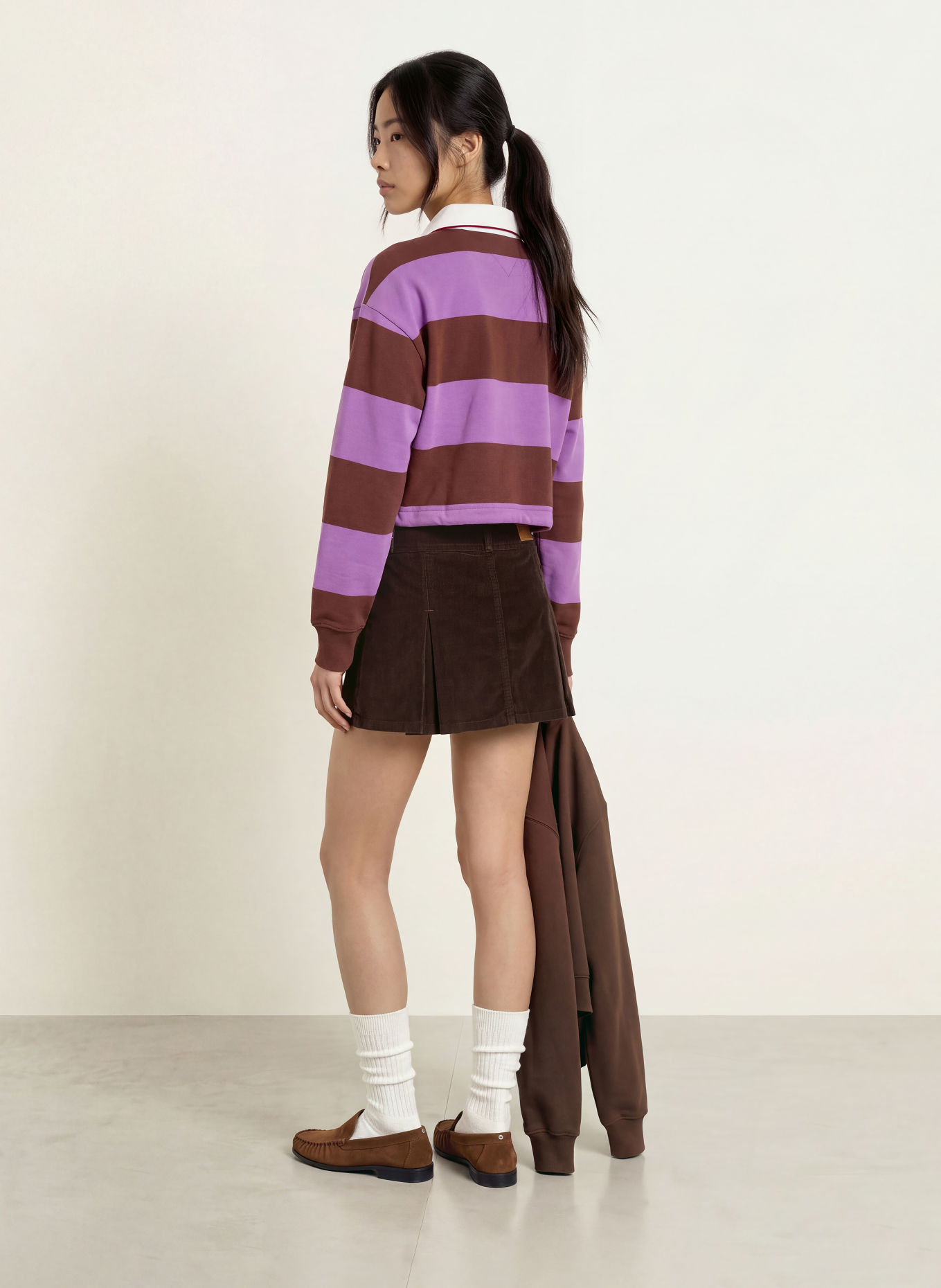 TOMMY JEANS Rugby shirt: PURPLE / BROWN