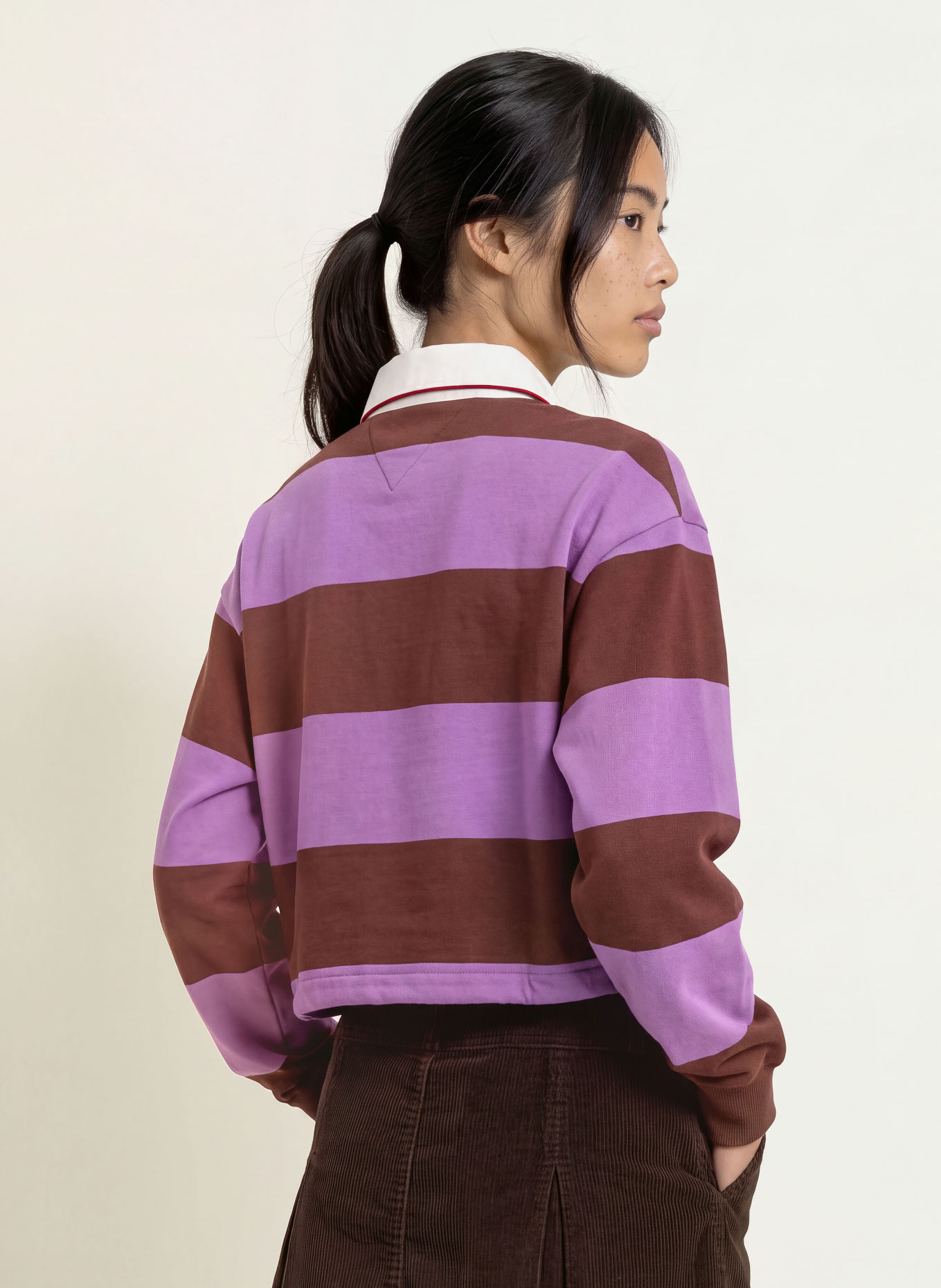 TOMMY JEANS Rugby shirt: PURPLE / BROWN