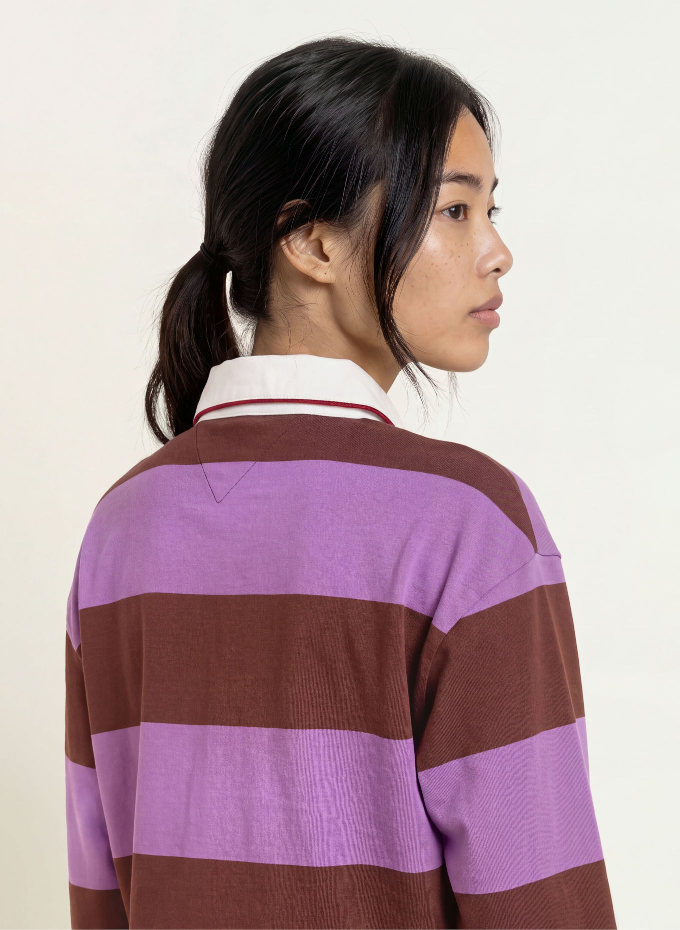 TOMMY JEANS Rugby shirt: PURPLE / BROWN