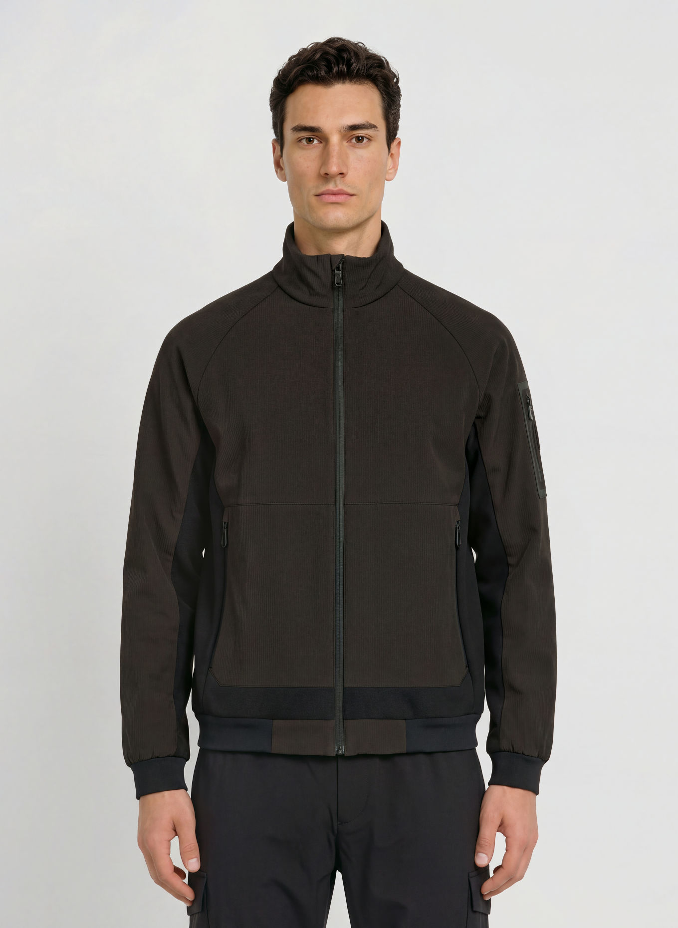 BOSS Bunda CORD FLEECE z kombinace materiálů: ČERNÁ