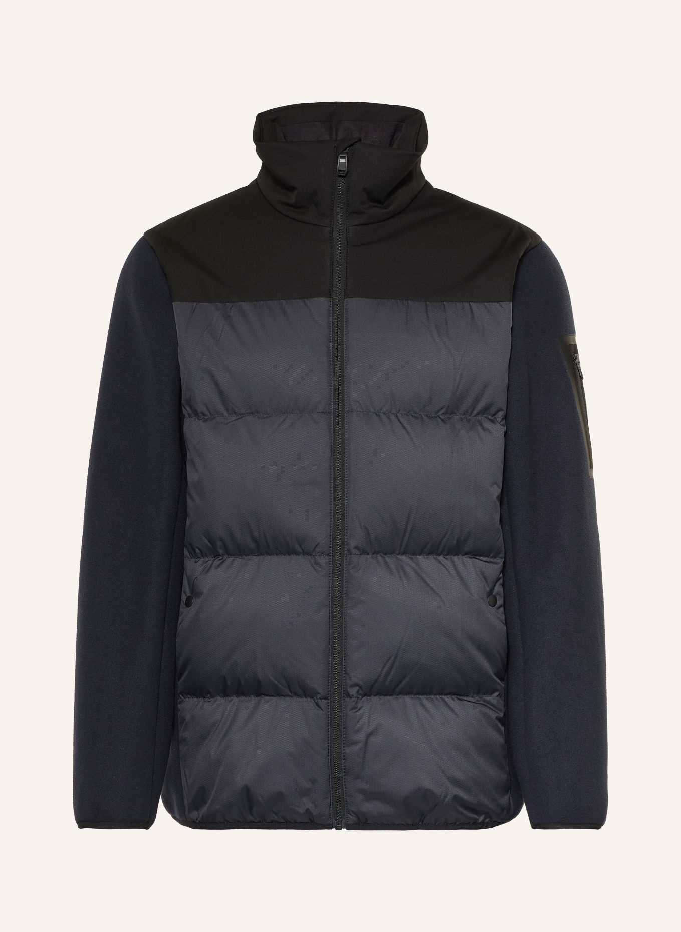 BOSS BLOCK Down jacket in a mix of materials: DARK BLUE / BLACK