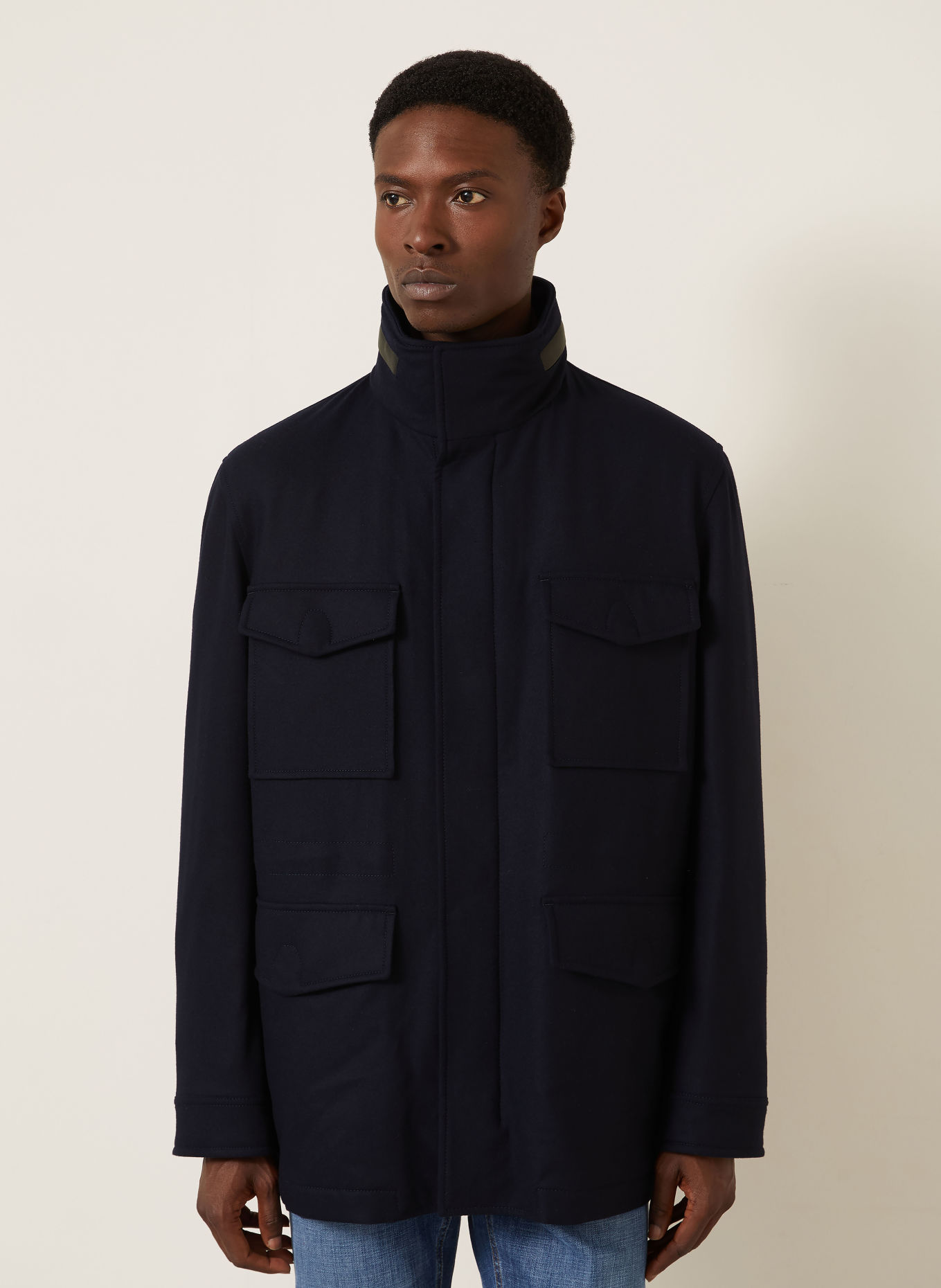 Brioni Field jacket with kasjmier: DONKERBLAUW