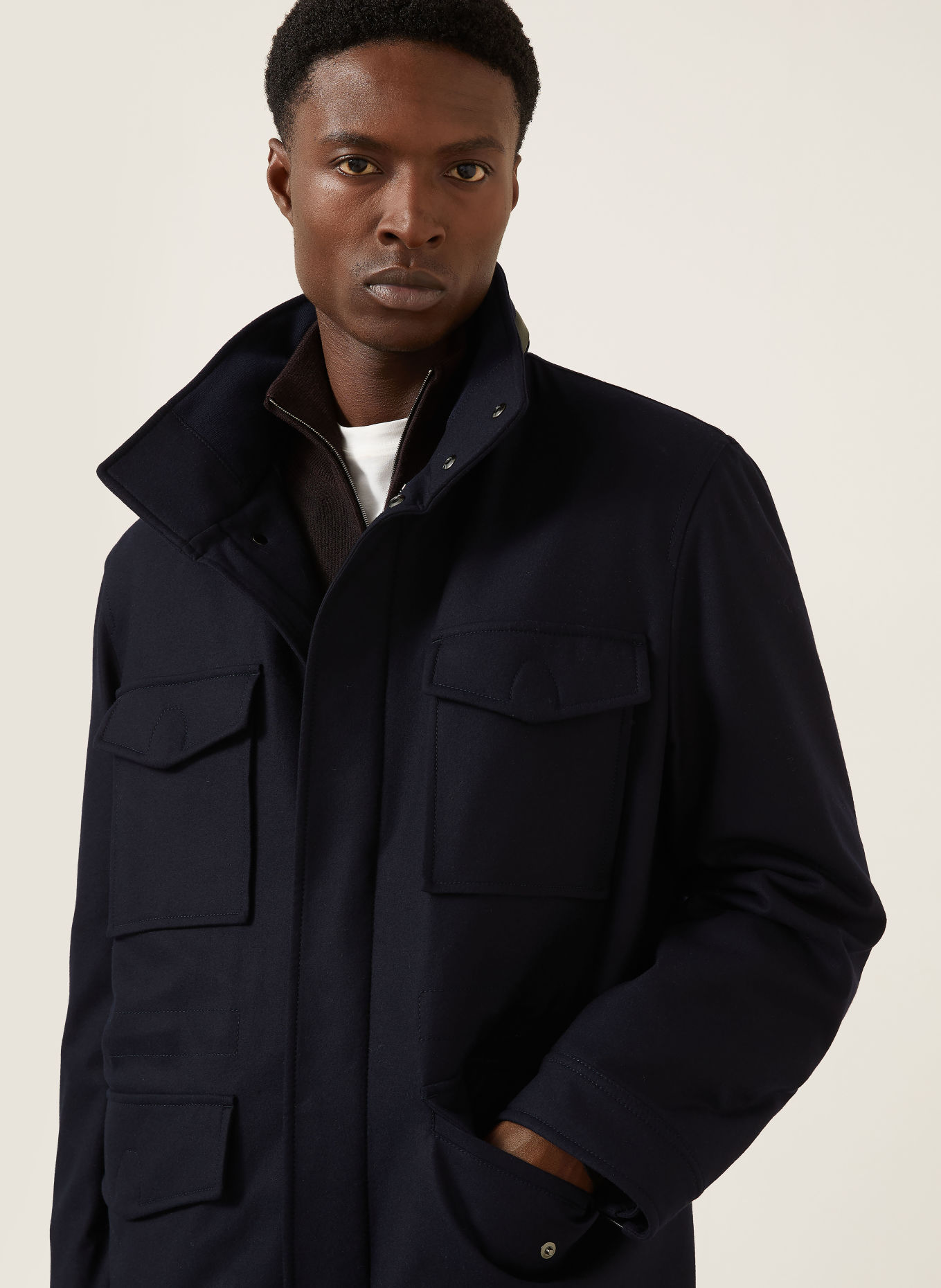 Brioni Field jacket with kasjmier: DONKERBLAUW