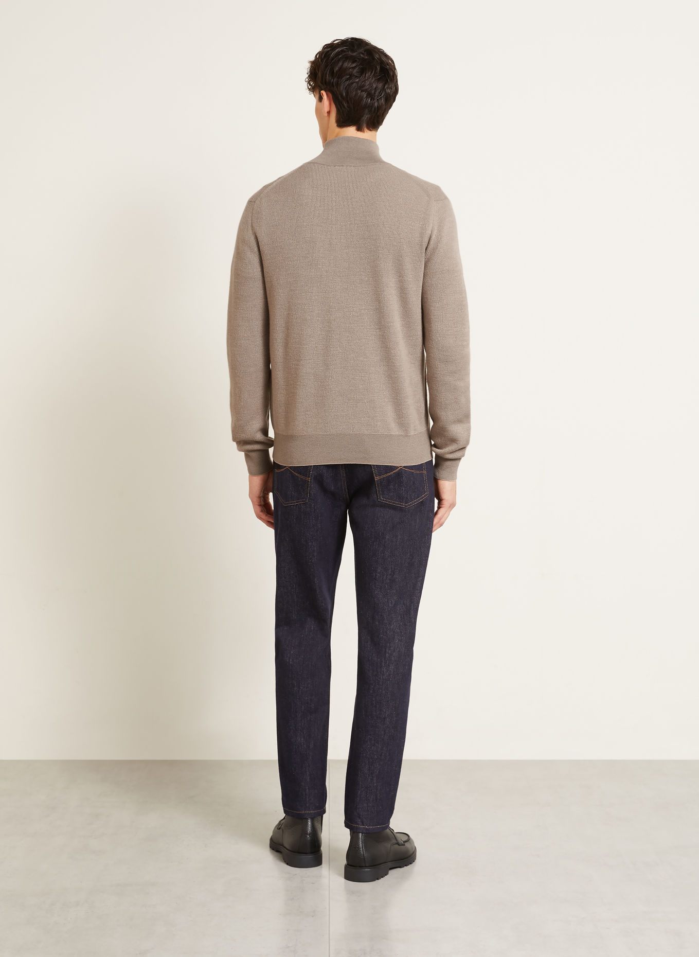 Brioni Half-zip sweater with Cashmere: GRAY