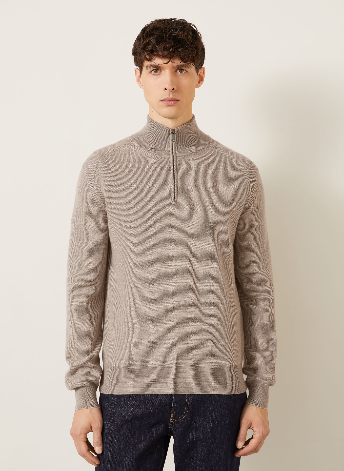 Brioni Half-zip sweater with Cashmere: GRAY