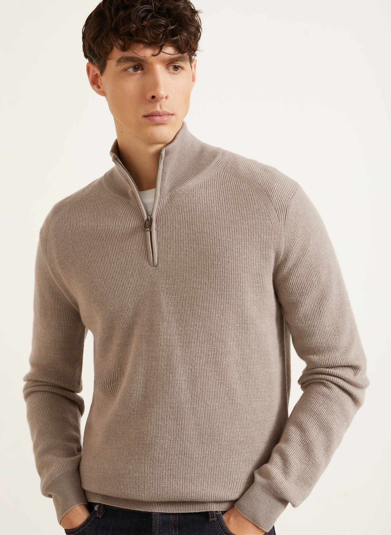 Brioni Half-zip sweater with Cashmere: GRAY