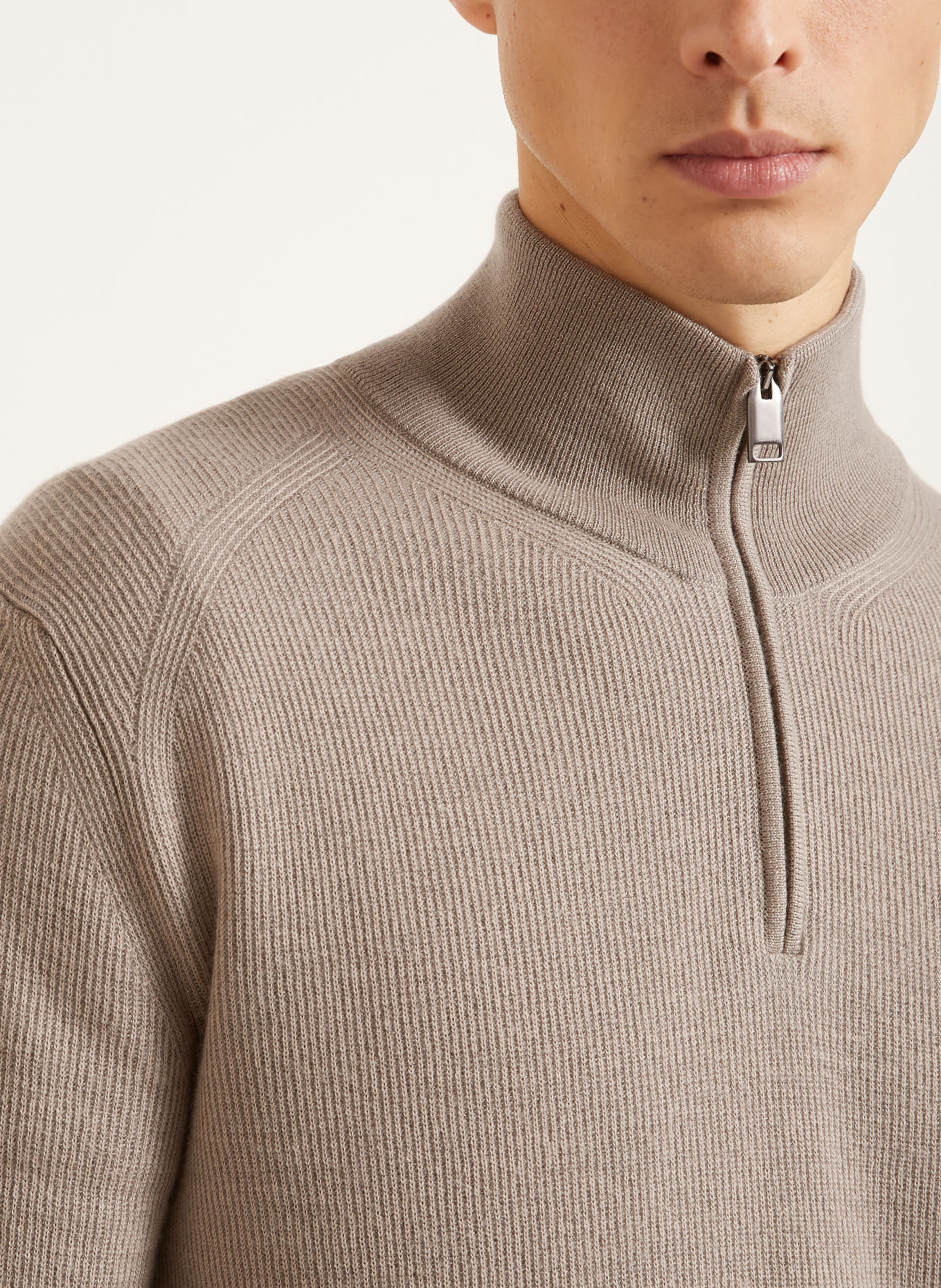 Brioni Half-zip sweater with Cashmere: GRAY