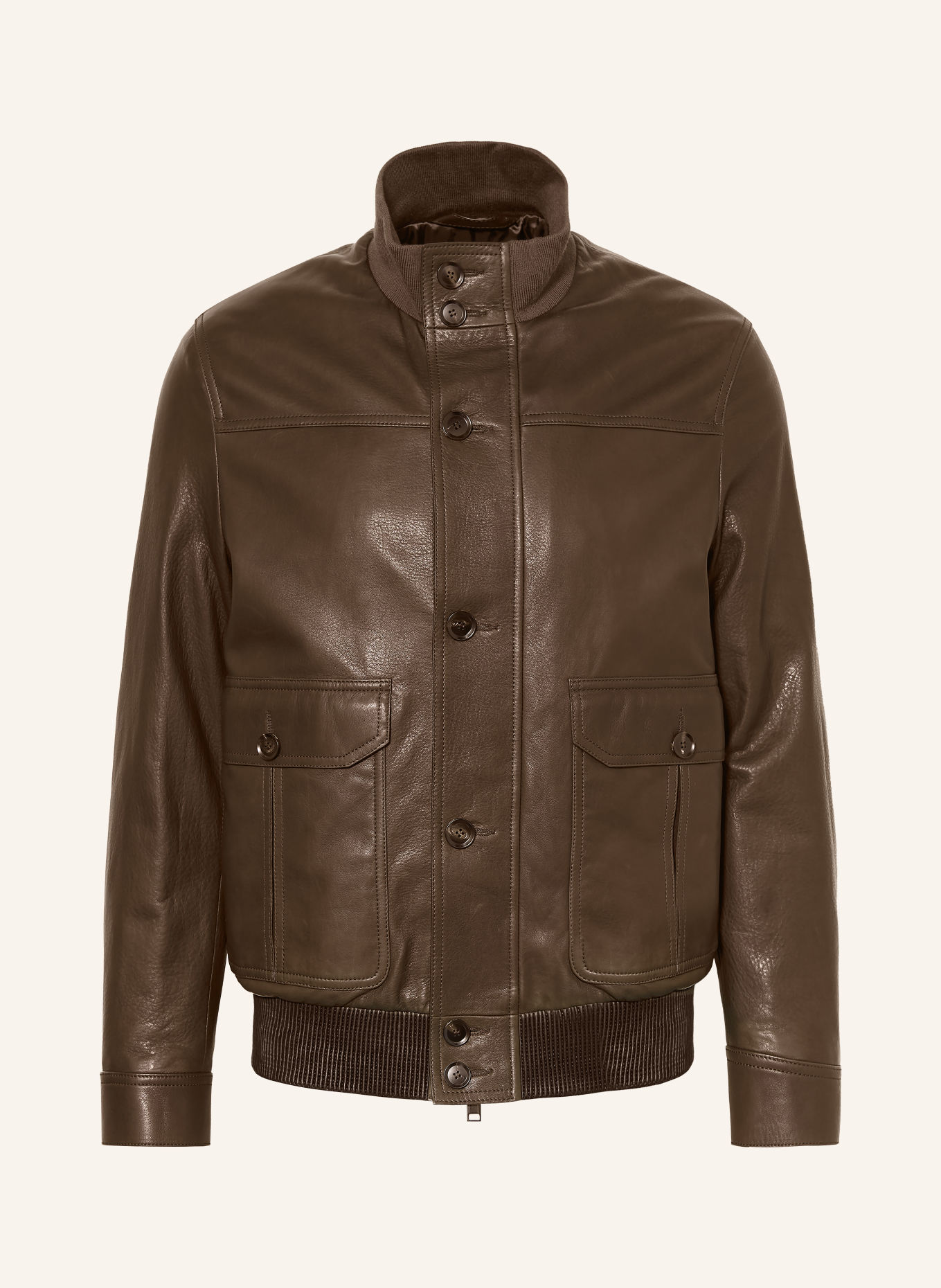 Brioni Leather Bomber jacket THE 75TH Bomber jacket: DARK BROWN