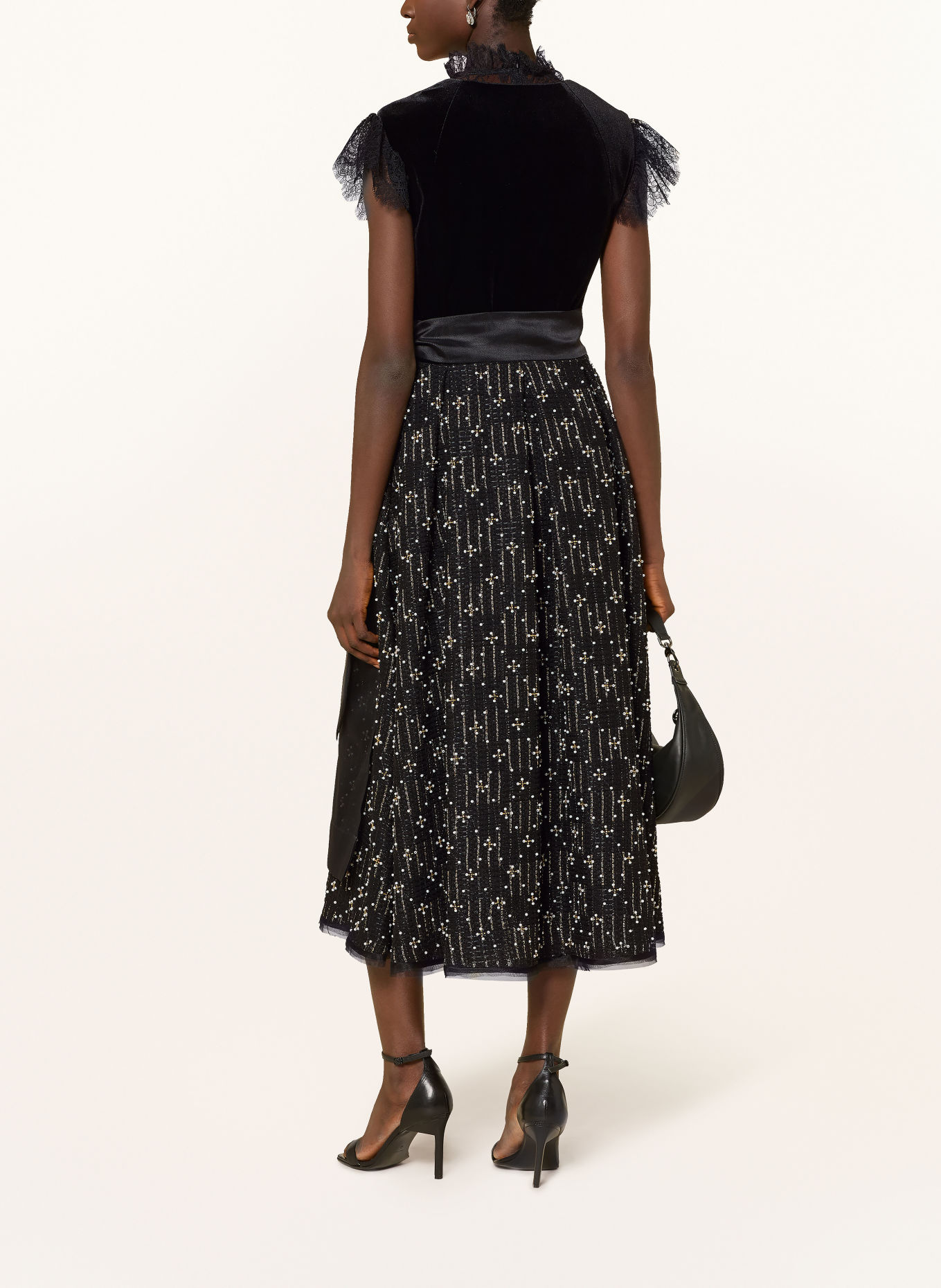 TALBOT RUNHOF Dirndl met glittergaren en sieradenparels: 999 BLACK