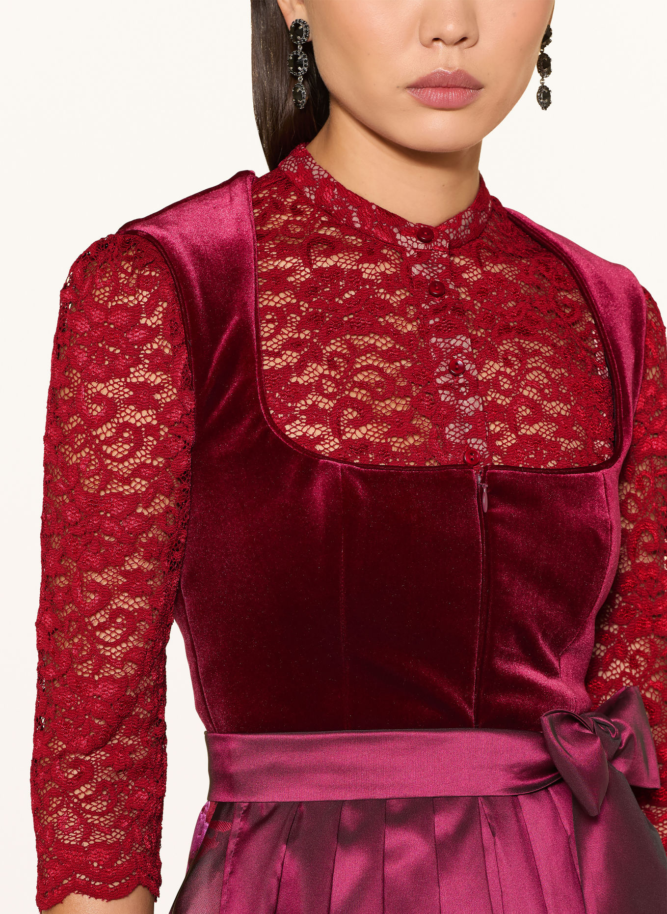 TALBOT RUNHOF Dirndl blouse with 3/4 sleeves: DARK RED