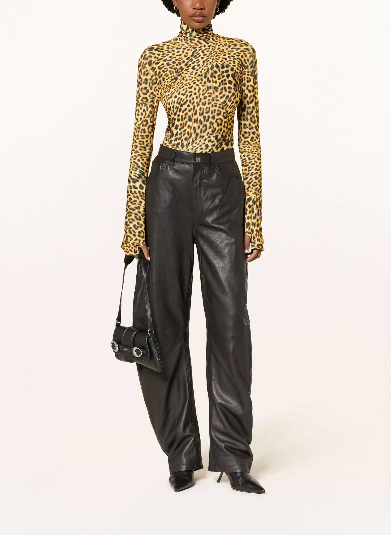 NORMA KAMALI Longsleeve: CAMEL / ZWART
