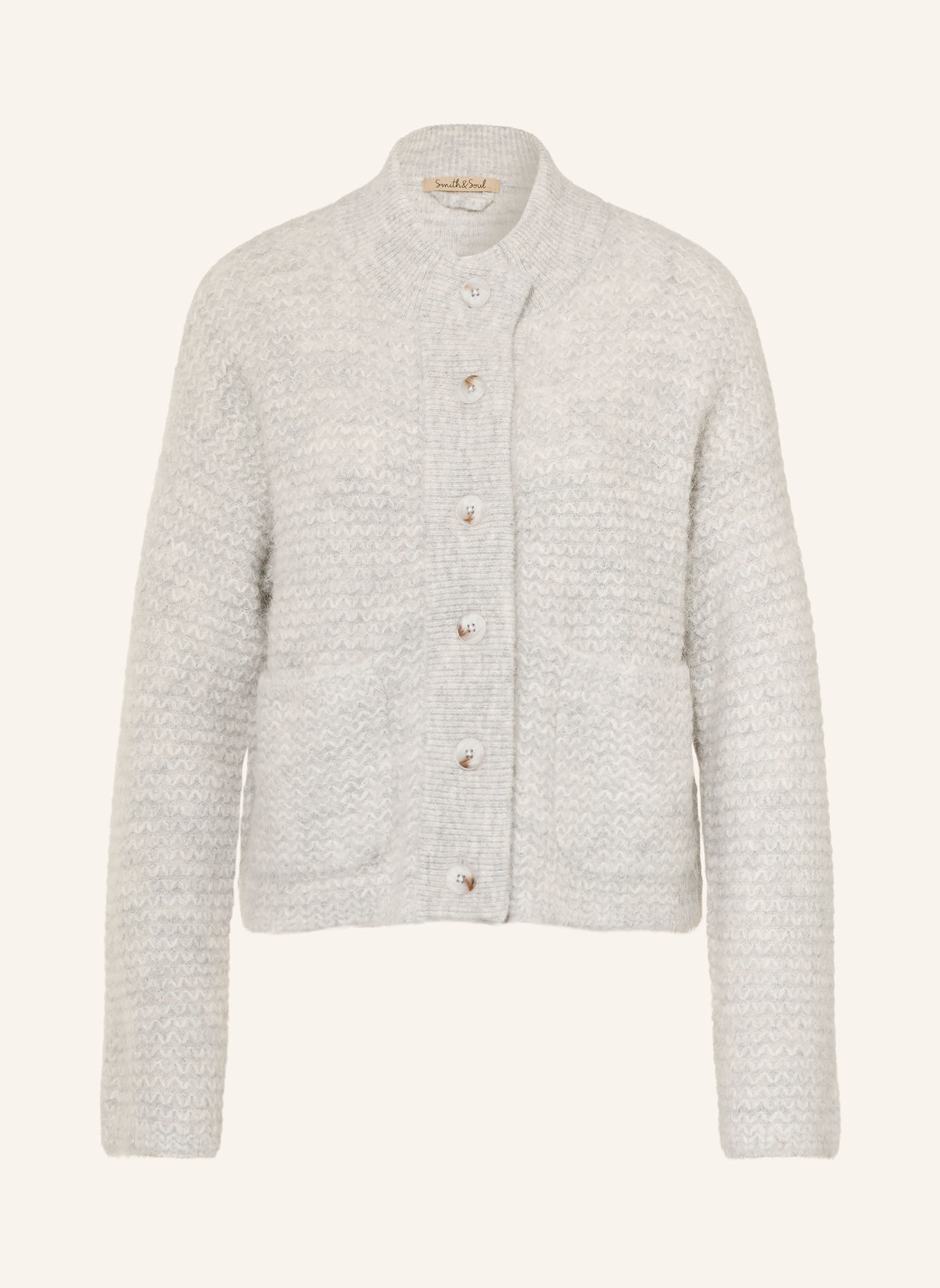 Smith & Soul Strickjacke mit Alpaka: HELLGRAU