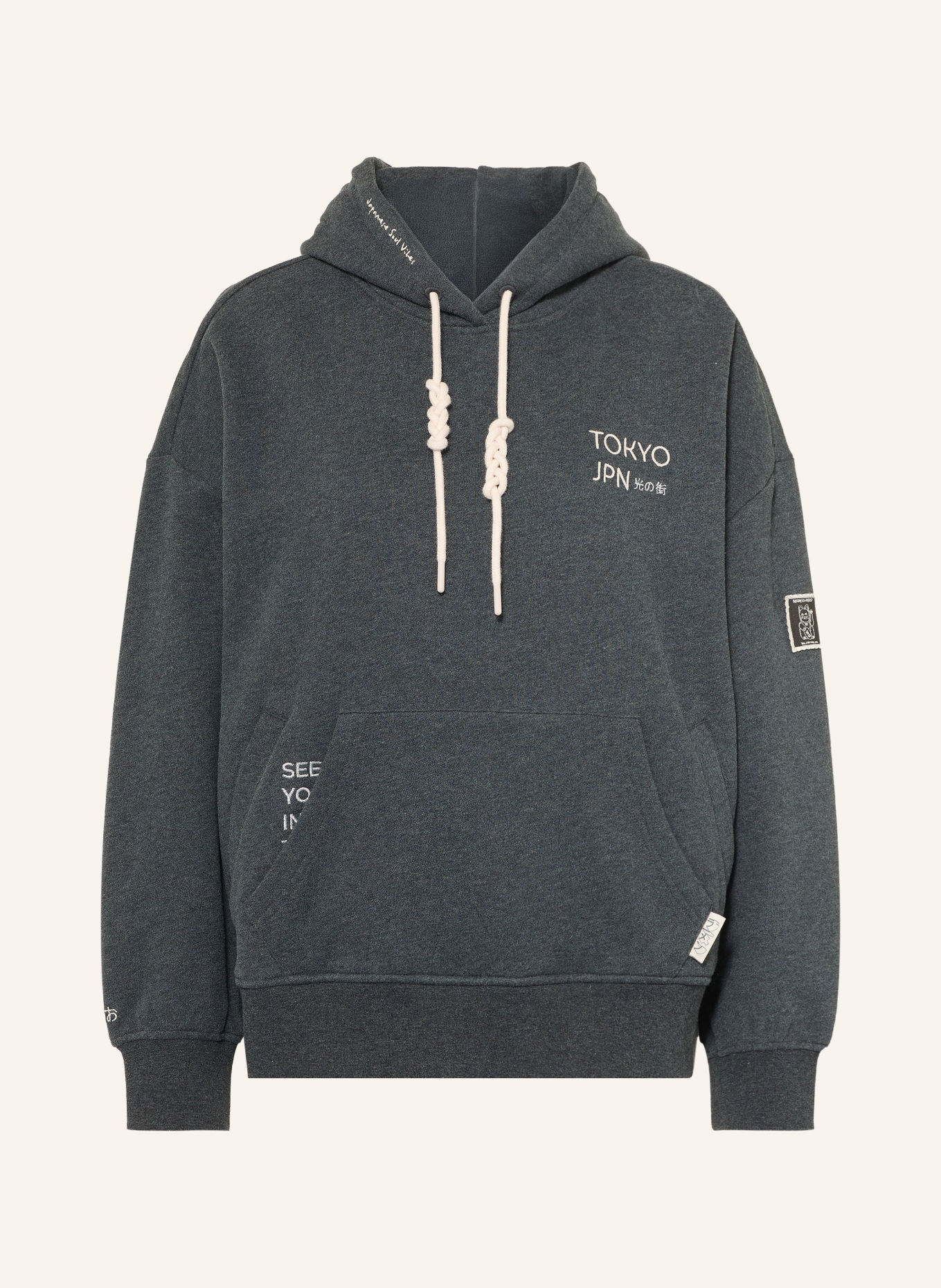 Smith & Soul Oversized hoodie: DONKERGRIJS / CRÈME