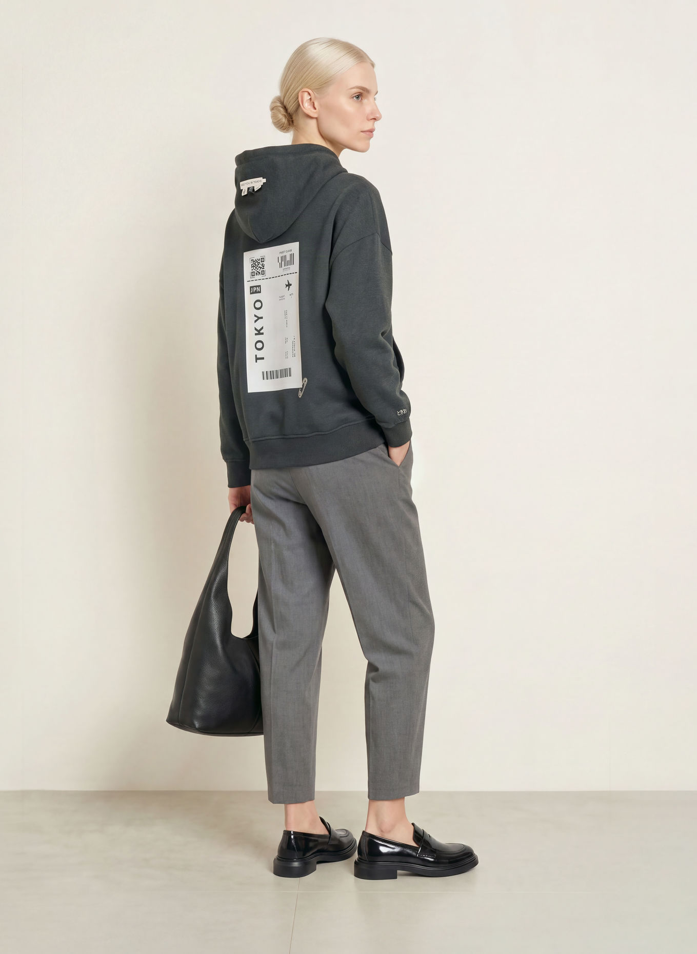 Smith & Soul Oversized hoodie: DONKERGRIJS / CRÈME