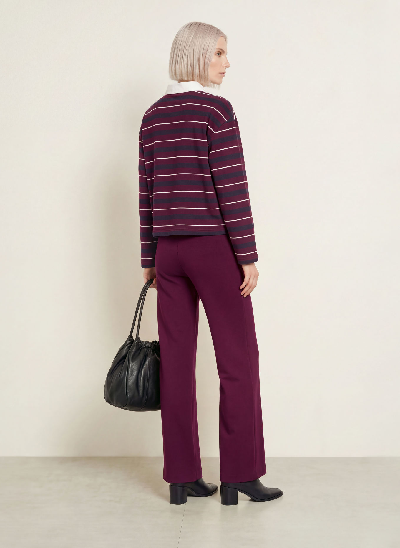 Smith & Soul Marlene-broek van jersey: DONKERPAARS