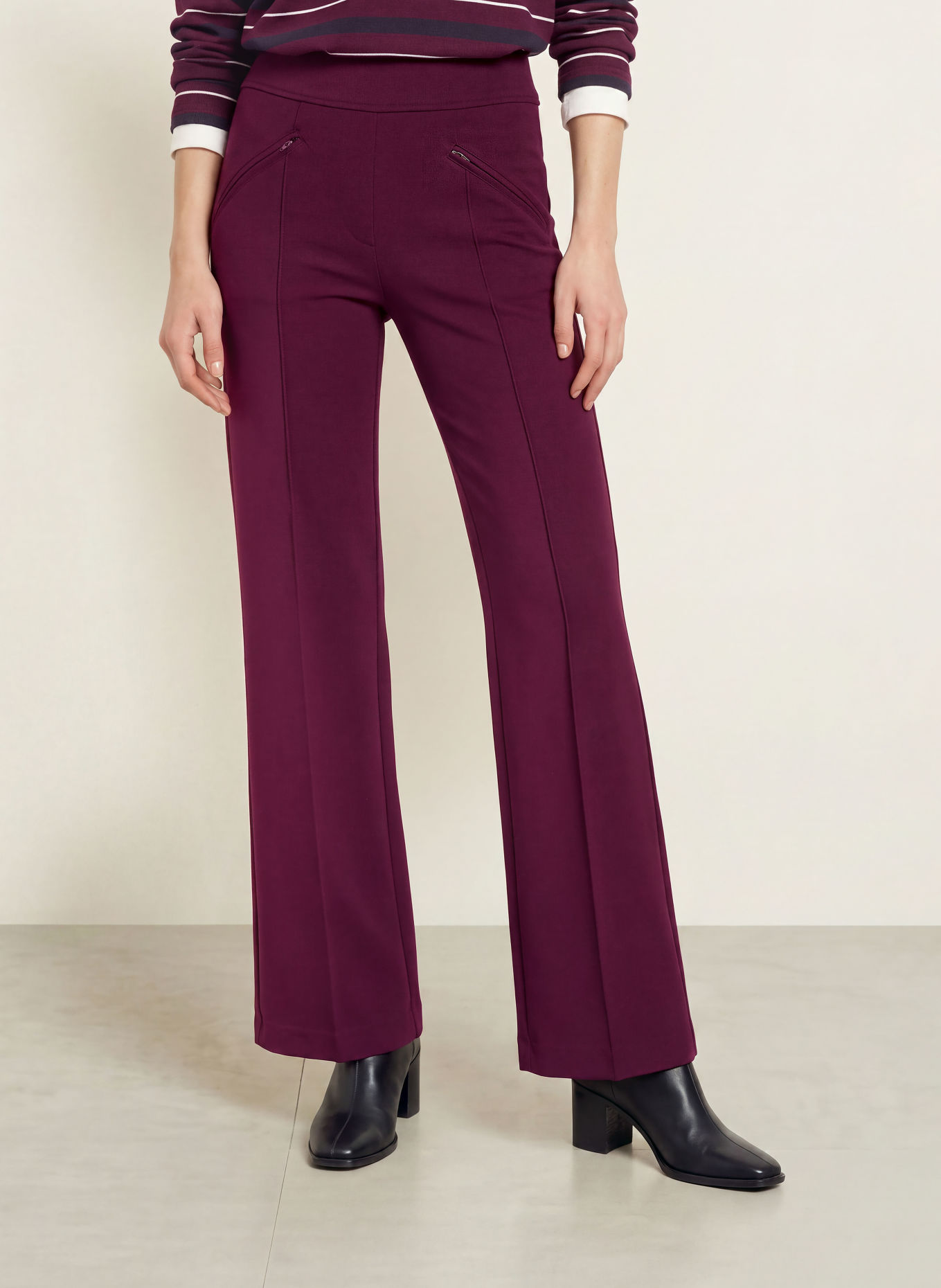 Smith & Soul Marlene-broek van jersey: DONKERPAARS
