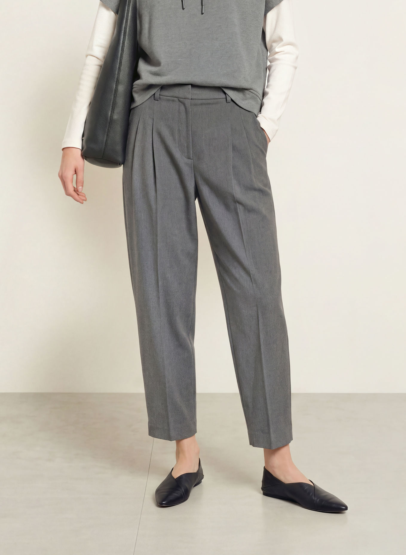 Smith & Soul 7/8 broek van flanel: DONKERGRIJS