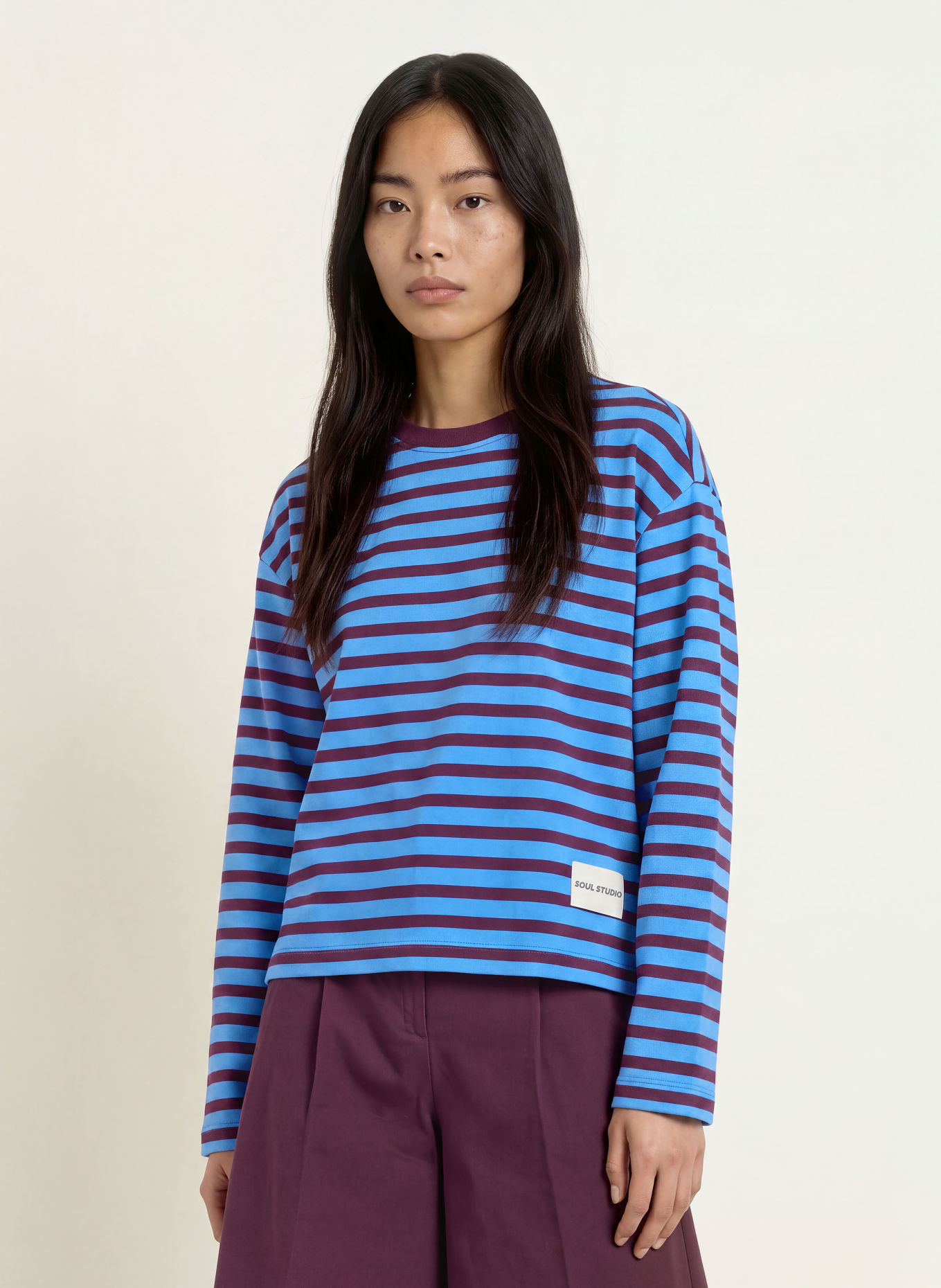 Smith & Soul Sweatshirt: BLAUW / DONKERROOD