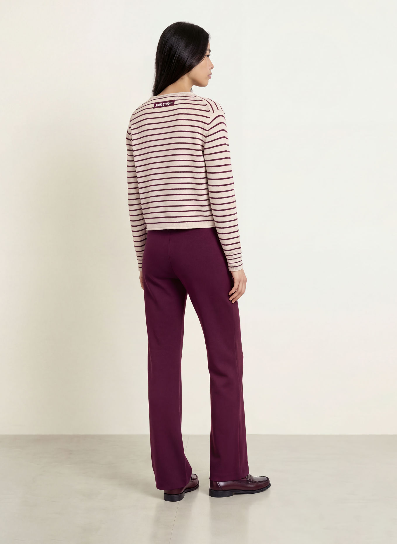 Smith & Soul Cardigan: CREAM / DARK RED