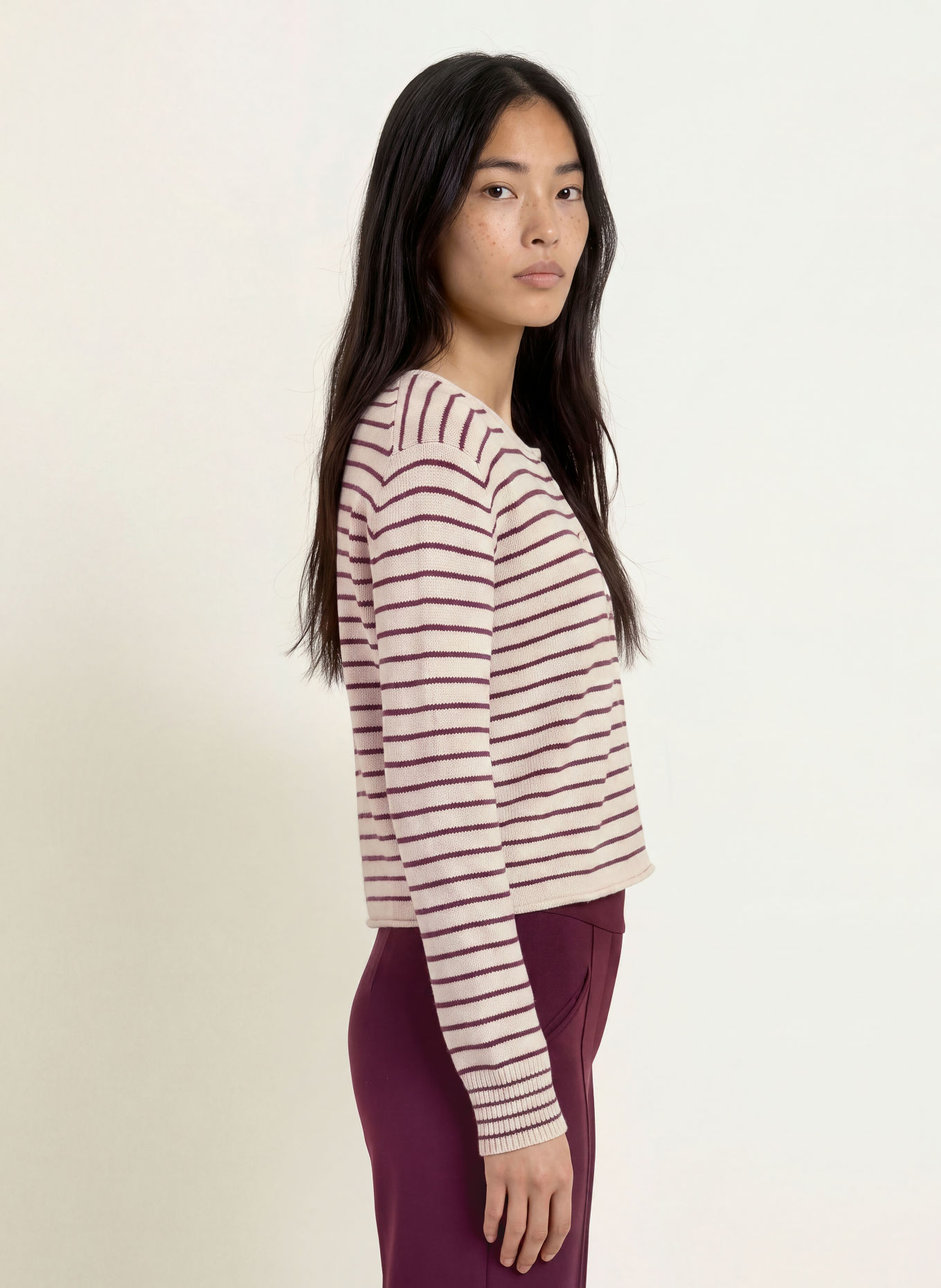 Smith & Soul Cardigan: CREAM / DARK RED