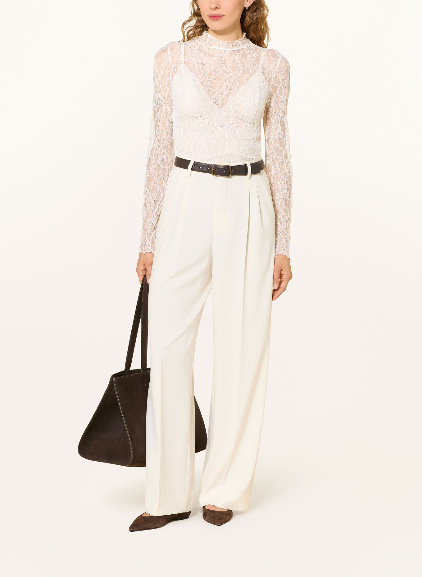 COMMA Long-sleeve shirt made of lace: WHITE