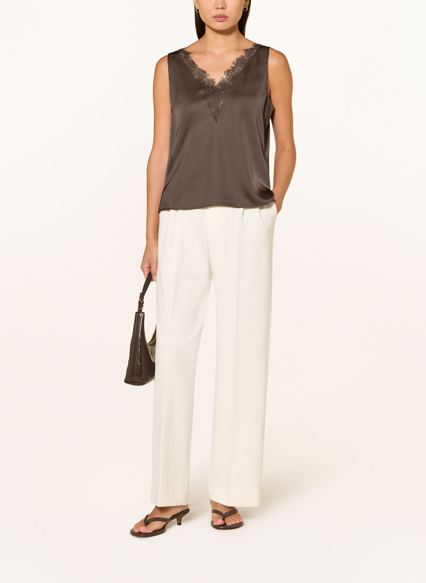 COMMA Satin blouse: DARK BROWN