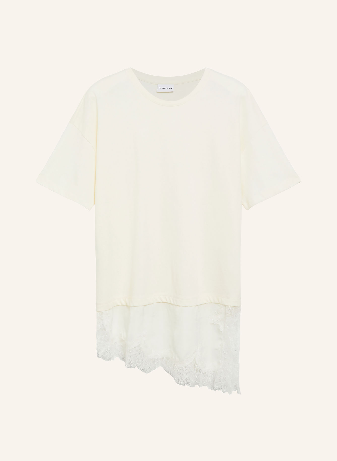 COMMA T-shirt with lace: WHITE