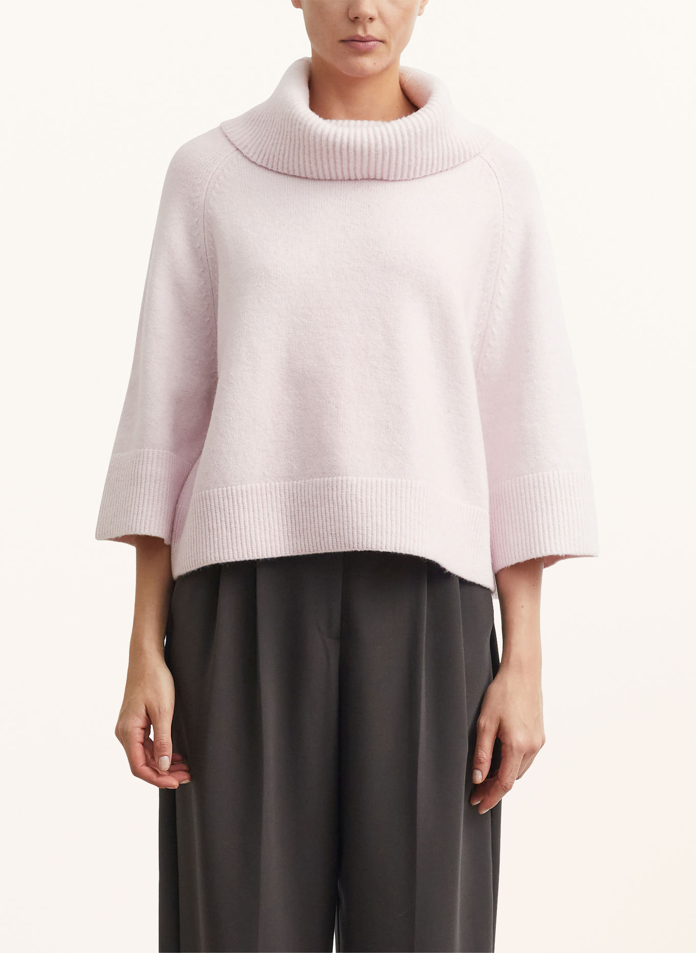 COMMA Rollkragenpullover mit 3/4-Arm: HELLROSA