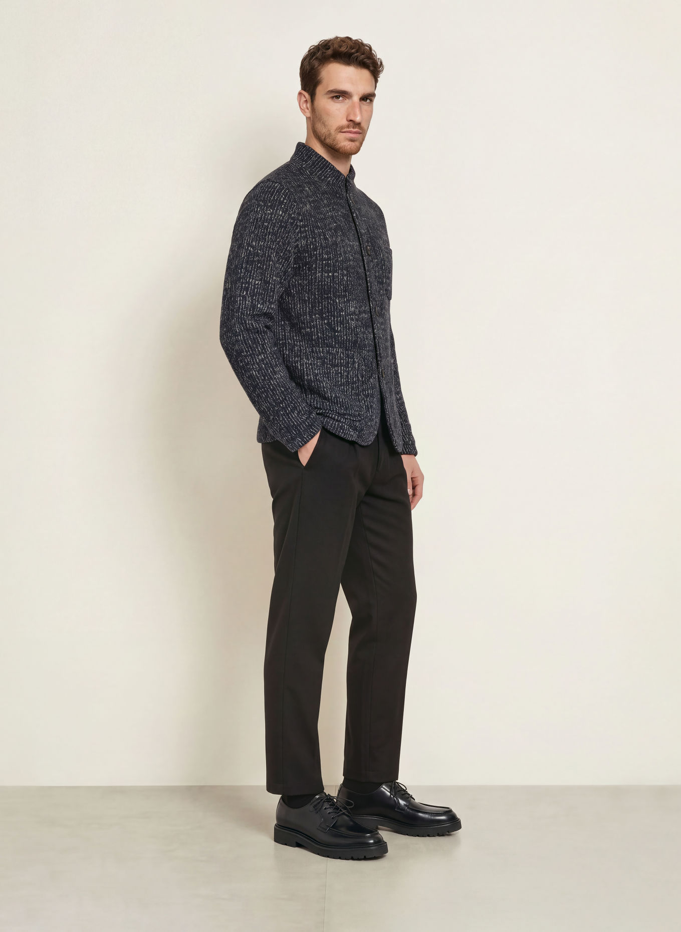 camel active Cardigan: GRAY / DARK BLUE