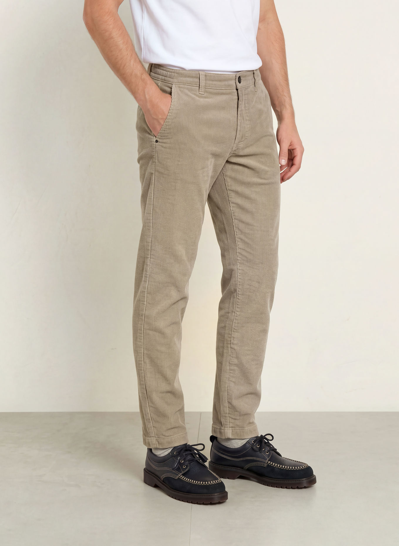 camel active Pantaloni din velur de bumbac, croială regular: BEJ