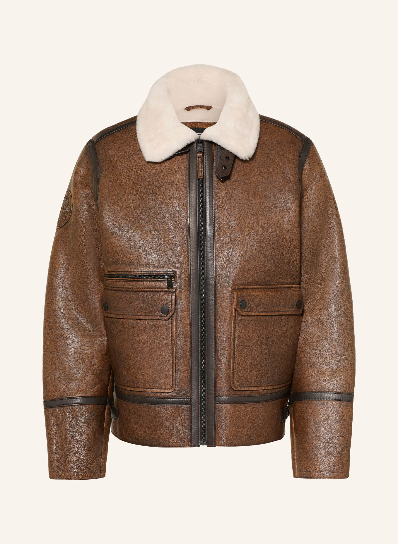 camel active Leren jas: BRUIN / LICHTBRUIN / MARRON FONCÉ