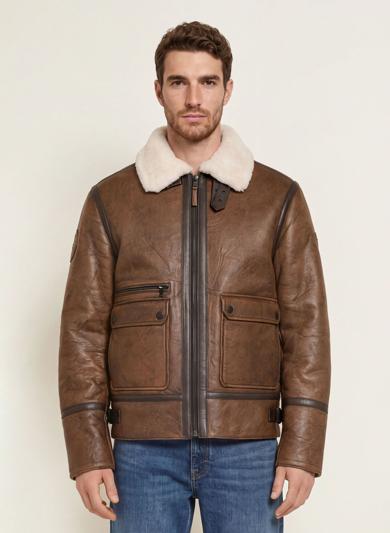 camel active Leren jas: BRUIN / LICHTBRUIN / MARRON FONCÉ