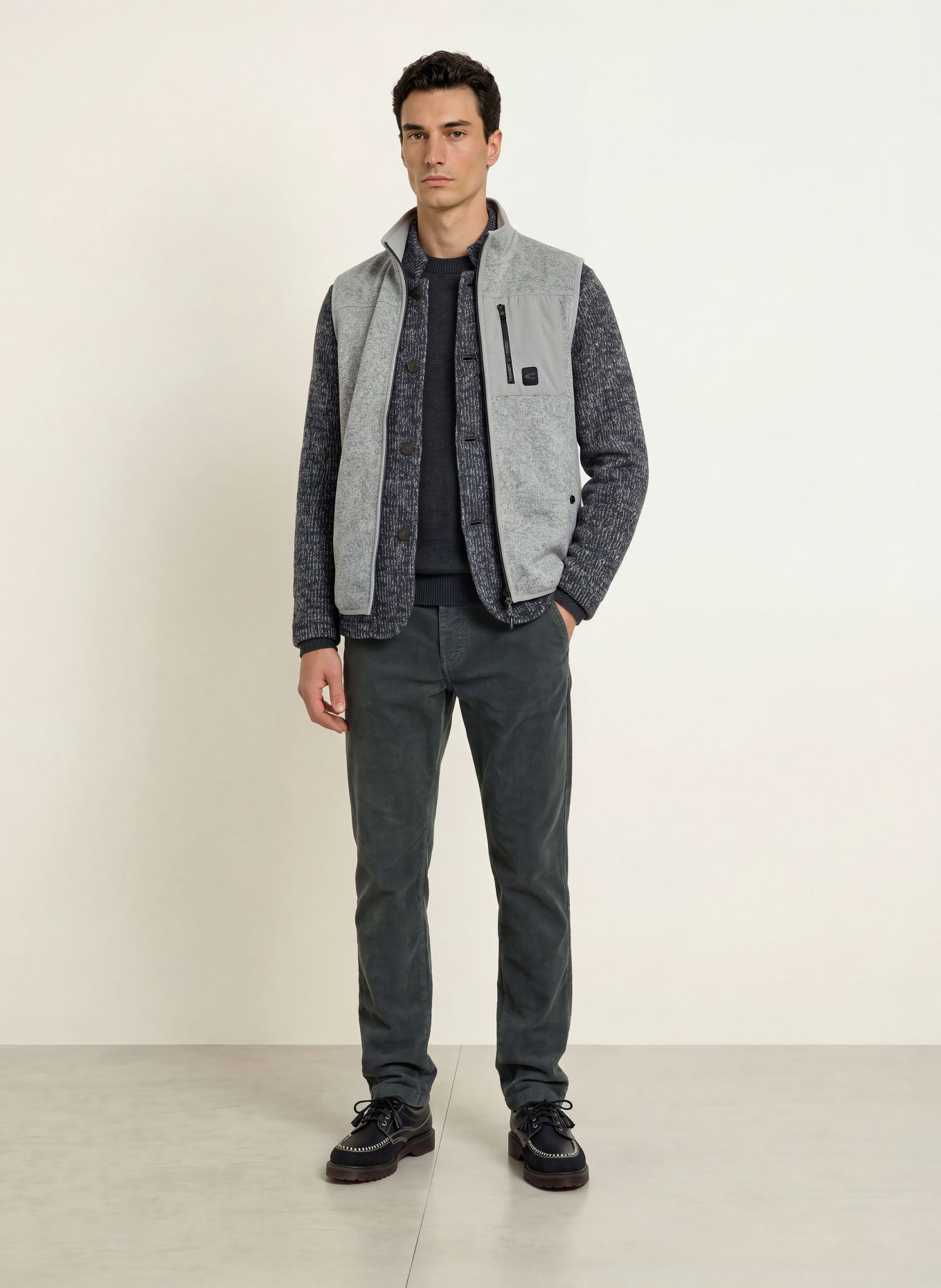 camel active Gebreid Fleece bodywarmer: GRIJS
