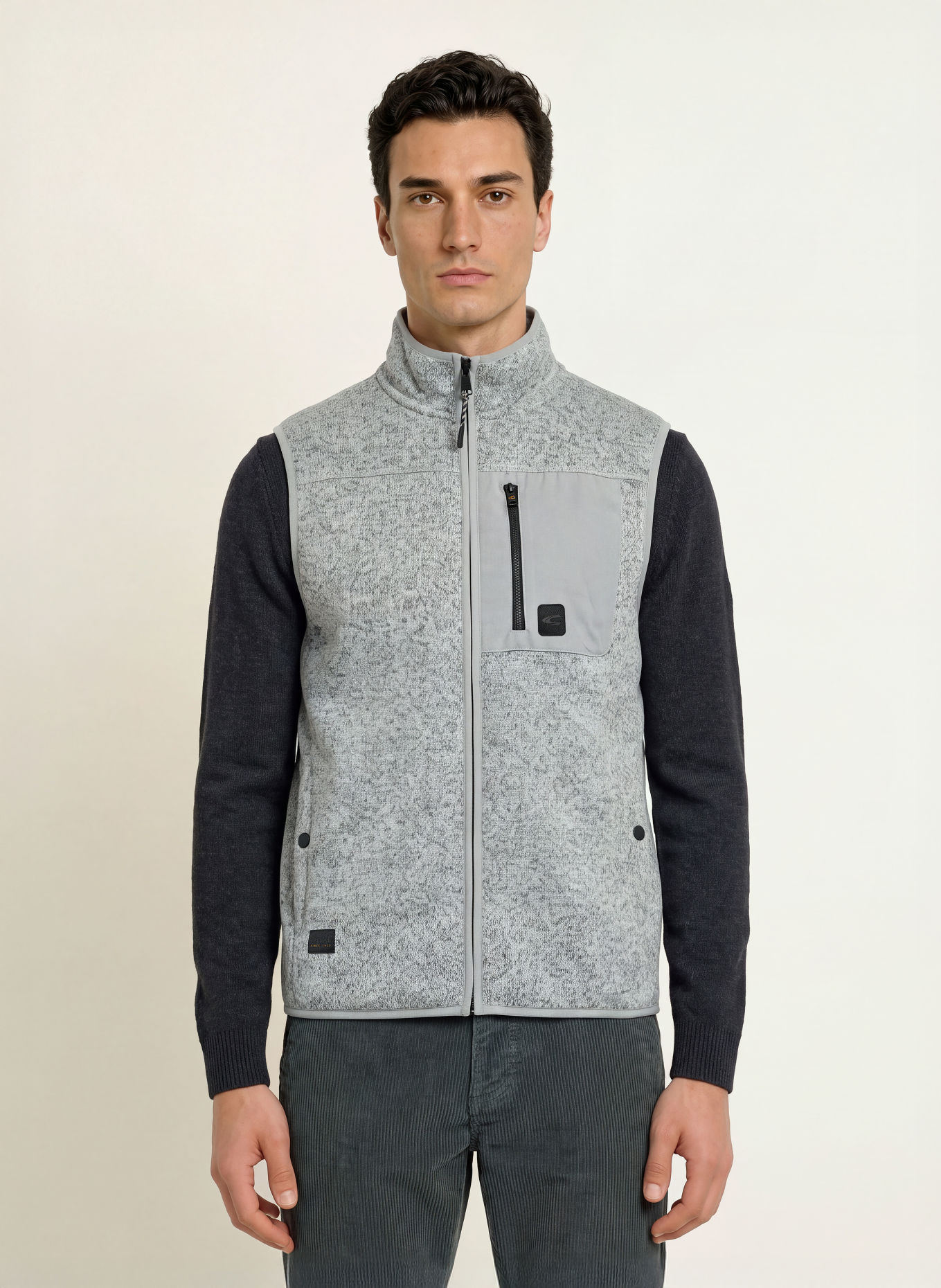 camel active Gebreid Fleece bodywarmer: GRIJS