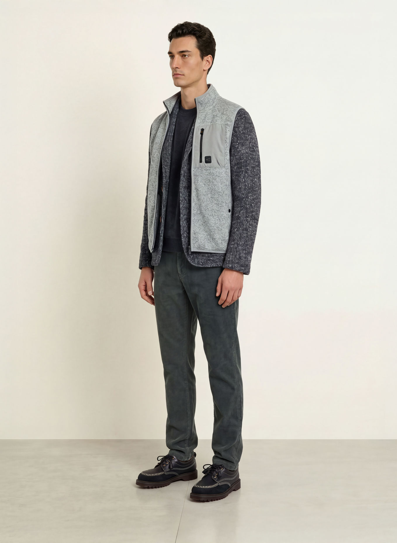 camel active Gebreid Fleece bodywarmer: GRIJS