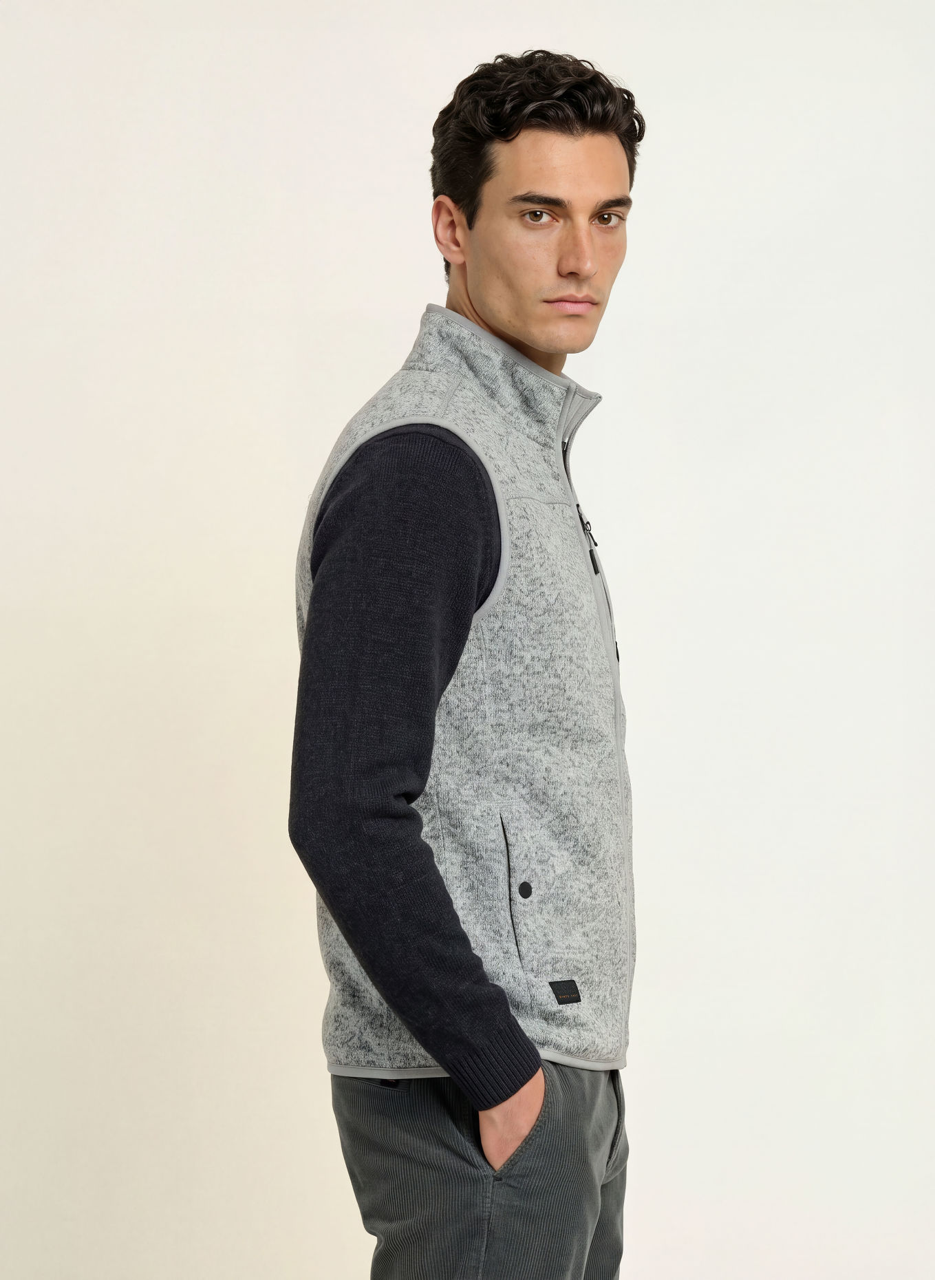 camel active Gebreid Fleece bodywarmer: GRIJS