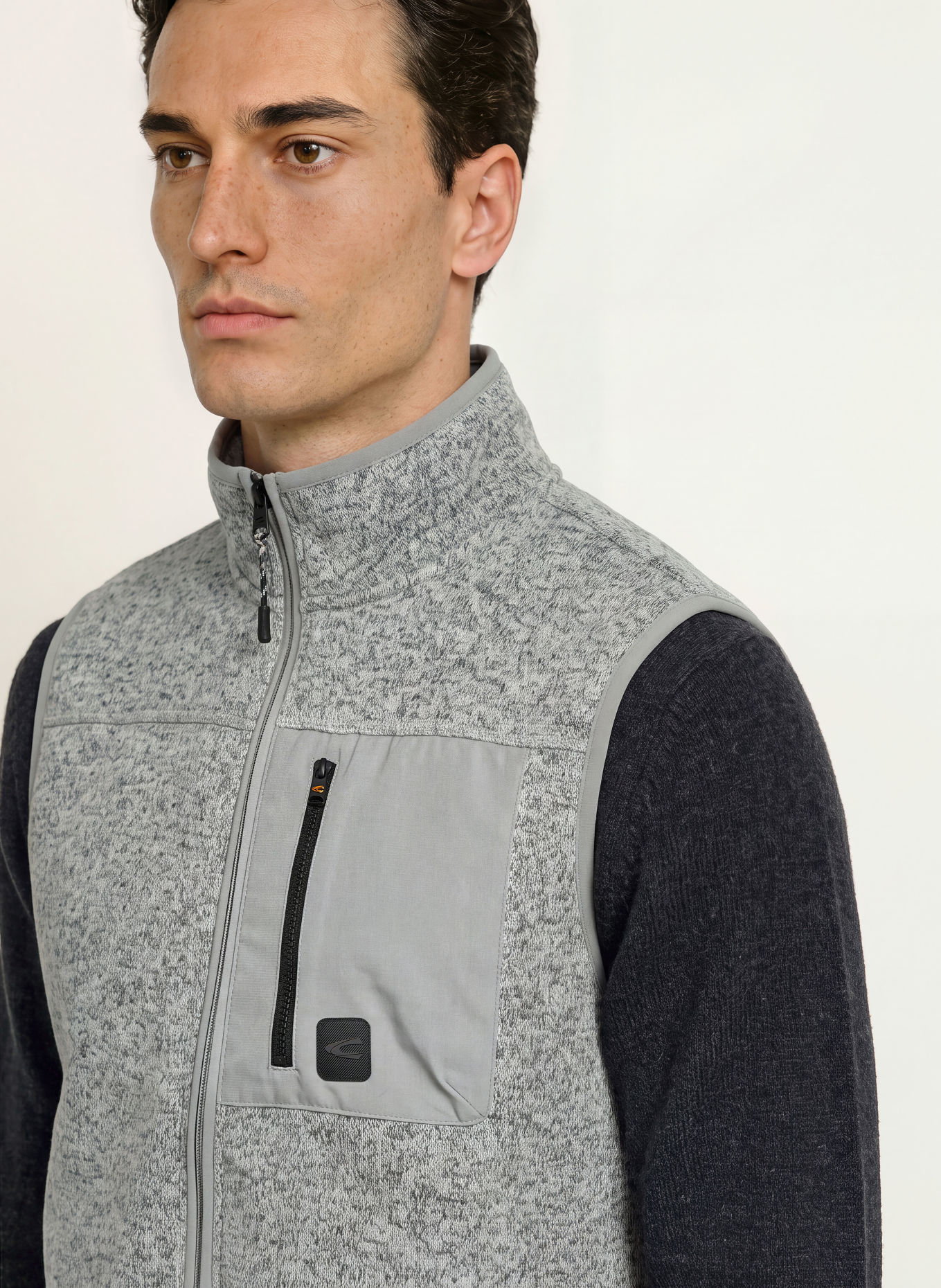 camel active Gebreid Fleece bodywarmer: GRIJS
