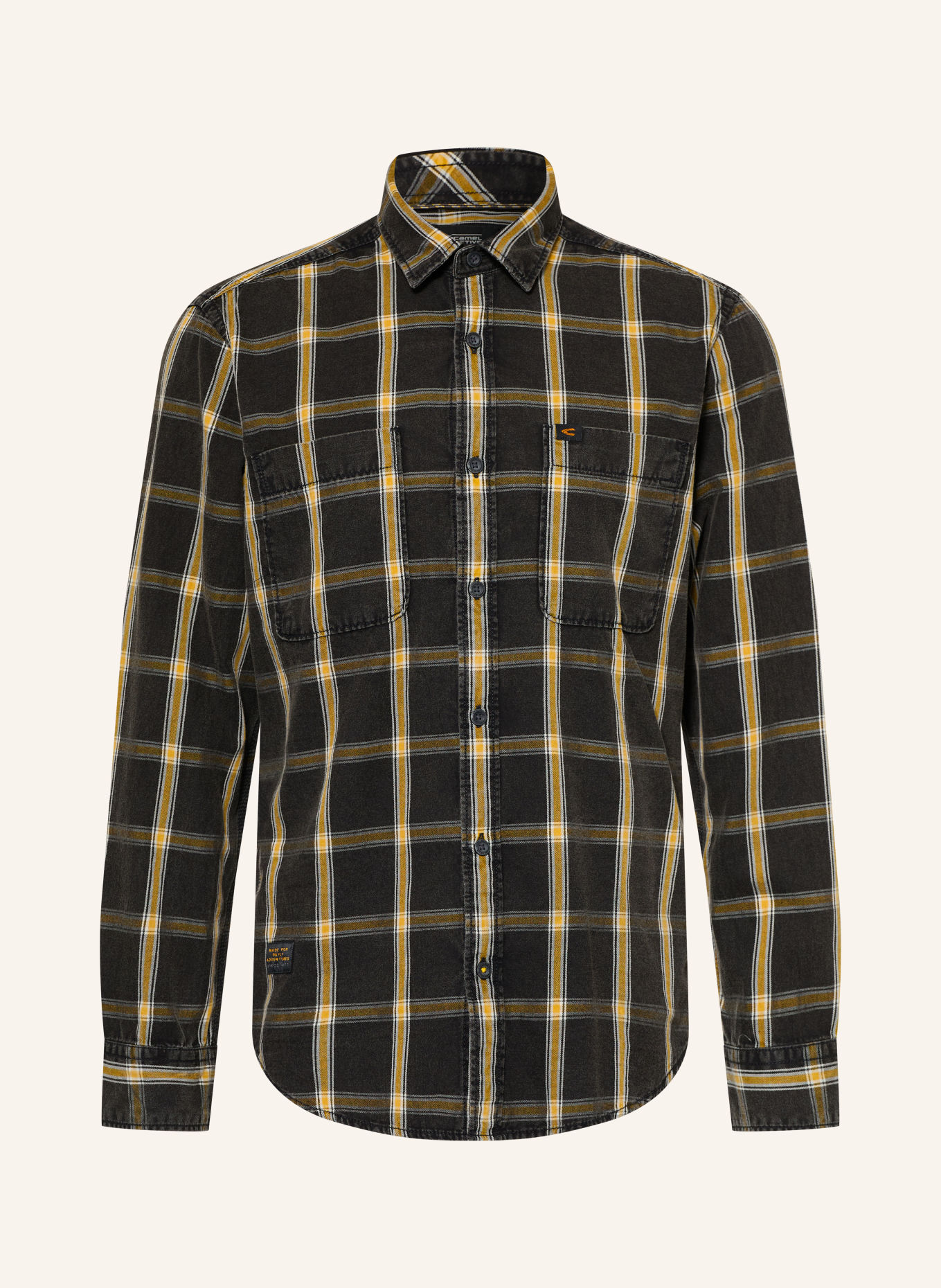 camel active Regular-Fit Shirt: DARK GRAY / CREAM / DARK YELLOW
