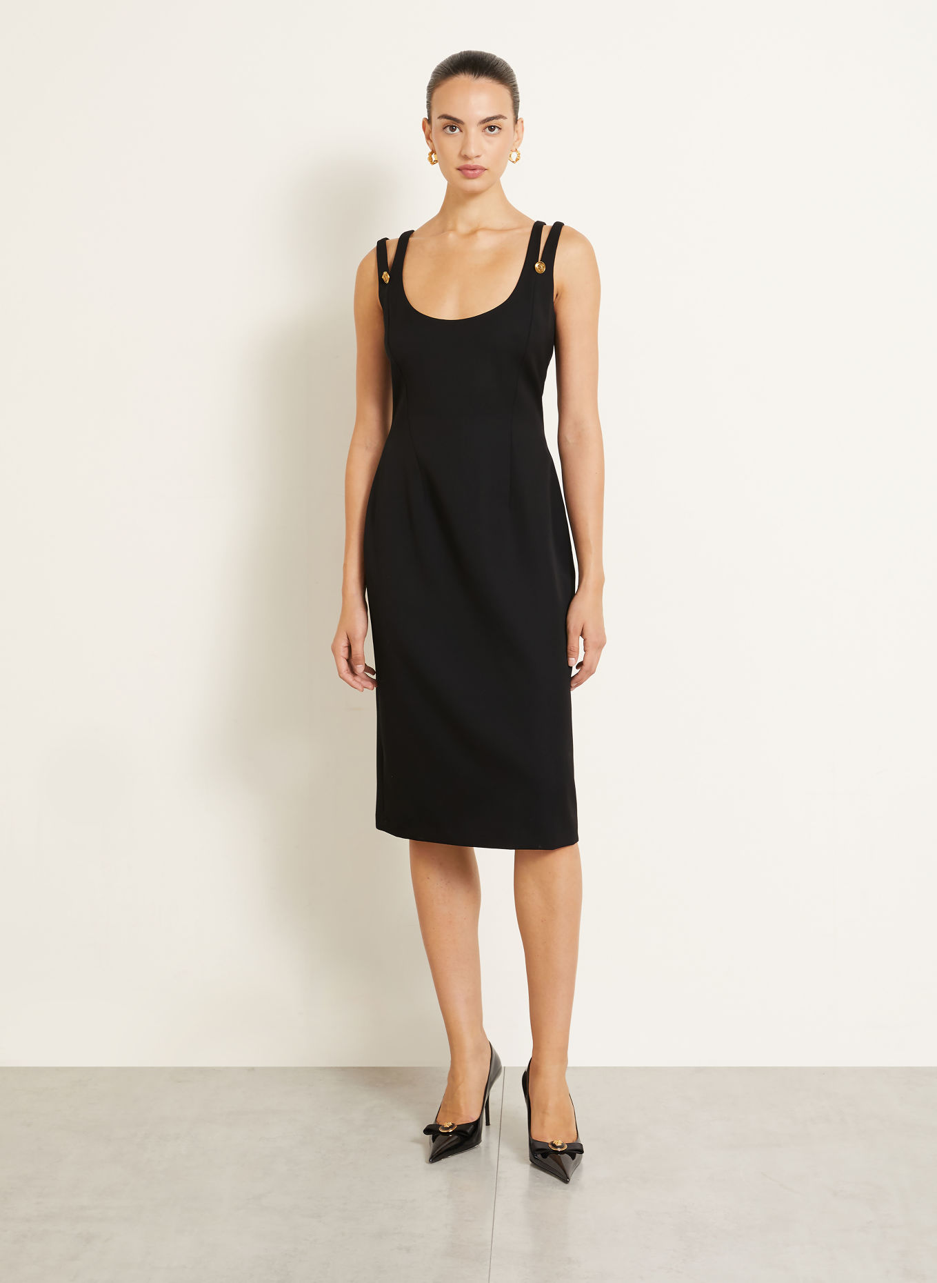 VERSACE Sheath dress: BLACK